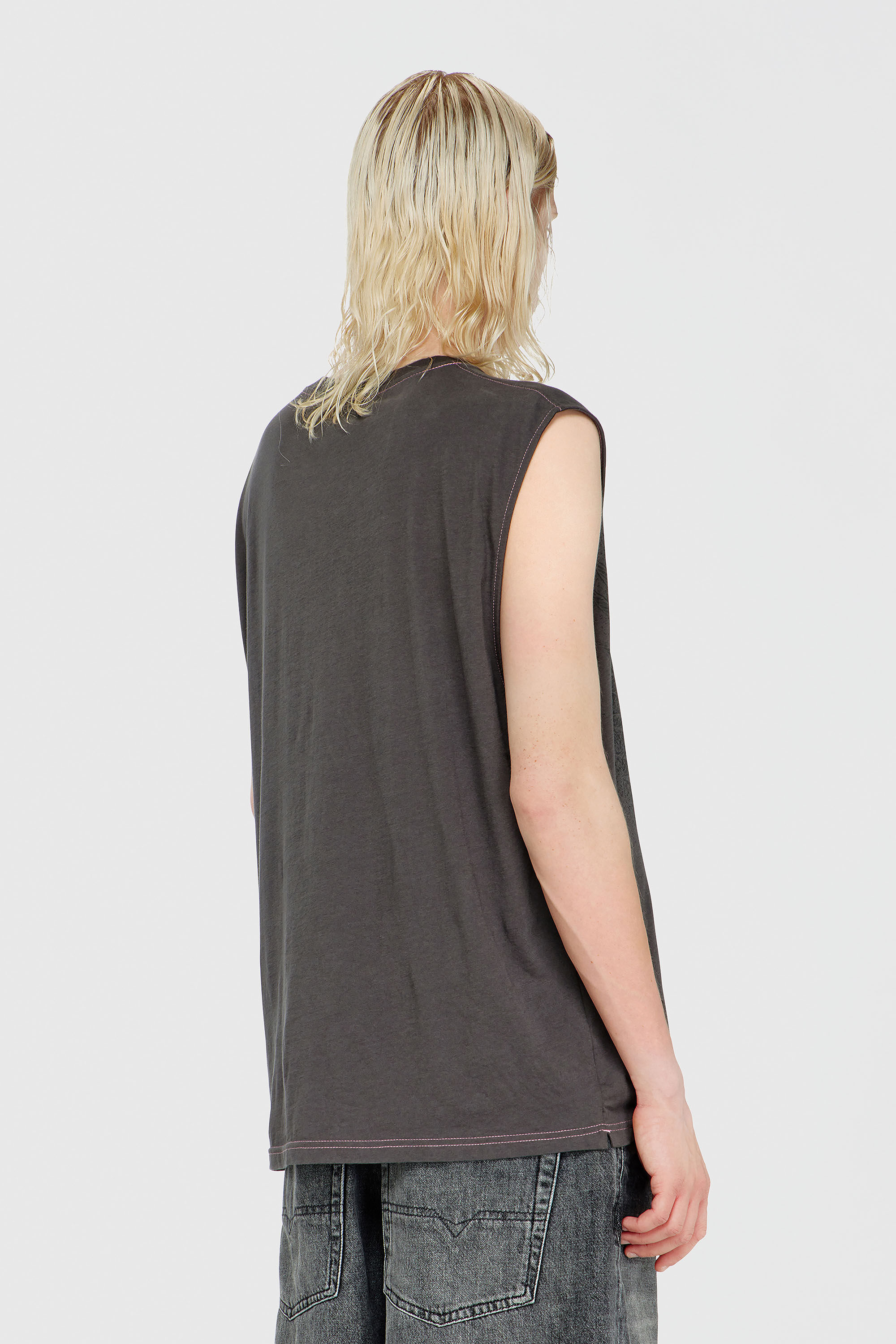 Diesel - T-BOXT-SL-NOTCH, Man's Sleeveless top in cotton with tonal graphic in Dark grey - 4