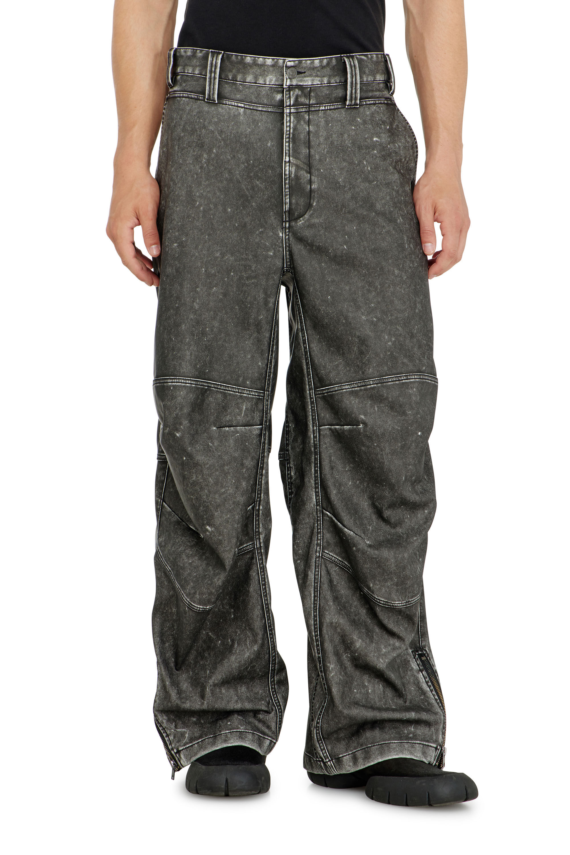 Diesel - P-DELLY-NJCJ, Man's Pants in distressed-effect bonded material in null - 3