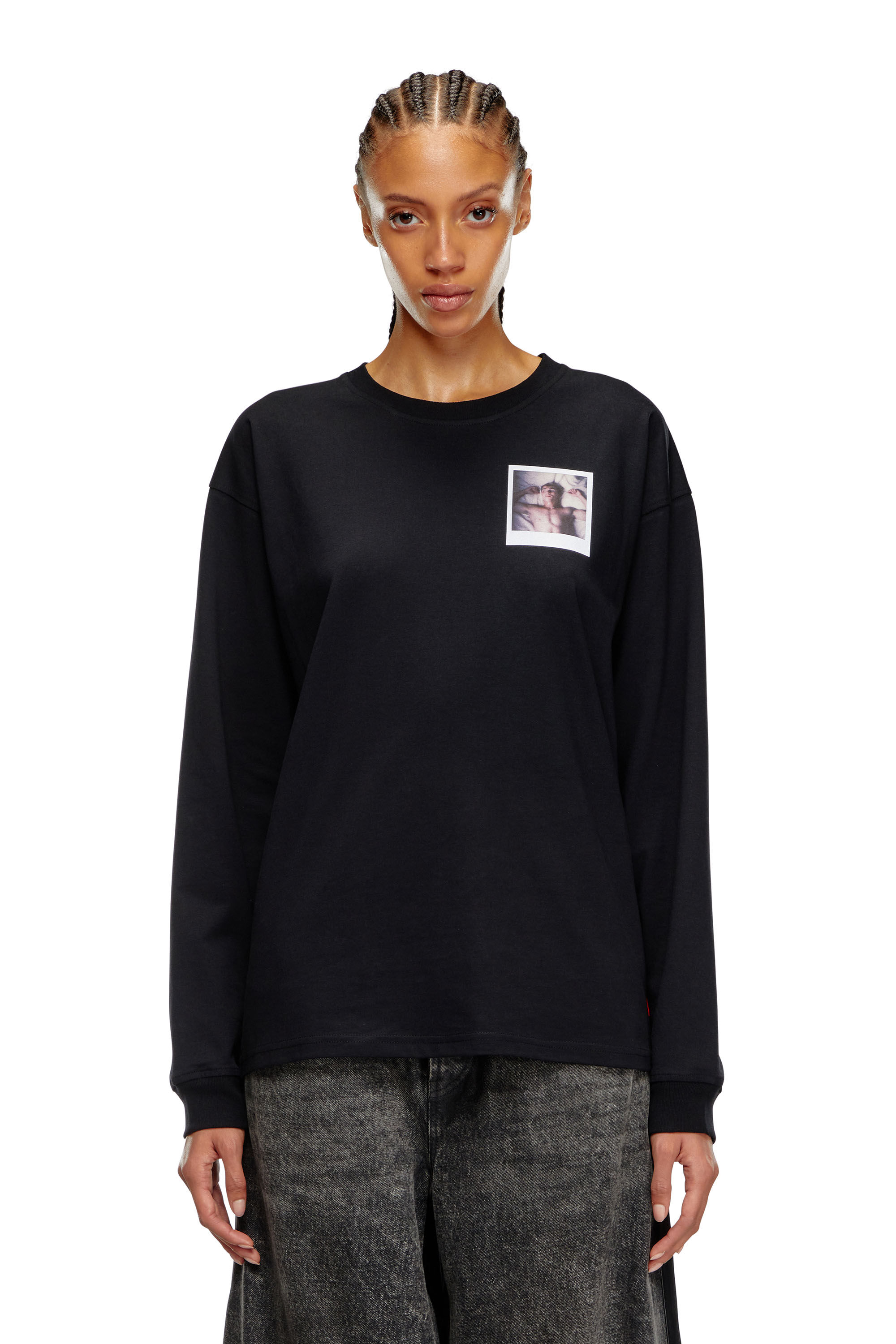 Diesel - PR-T-BOXT-LS-SS, Unisex Long-sleeve T-shirt with polaroid patches in Black - Image 5