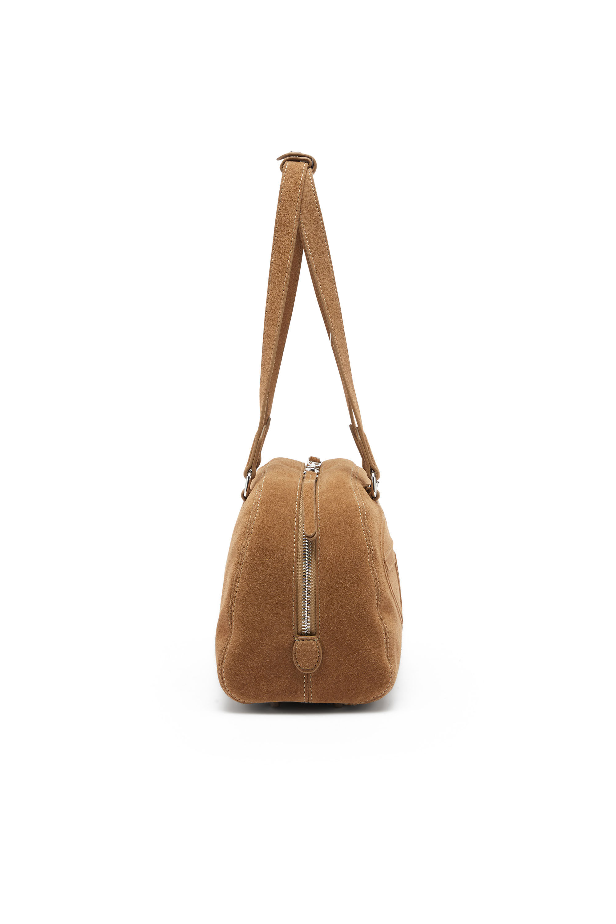 Women's 1DR Dome-Suede shoulder bag with Oval D logo | Beige | Diesel