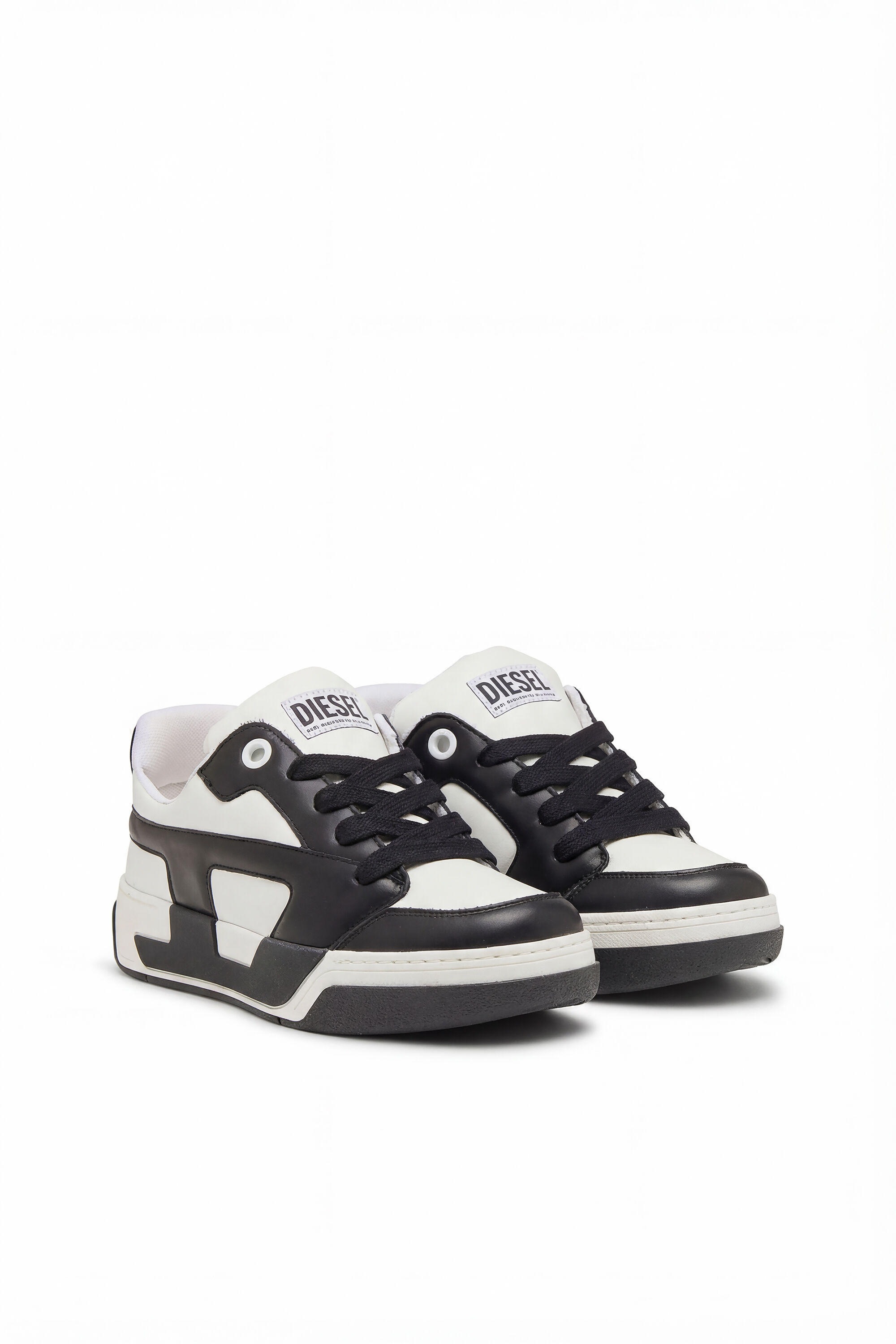 Diesel - S-D-OLLIE LOW, Man's D-Ollie-Sneakers in colour-block leather in White/Black - 2