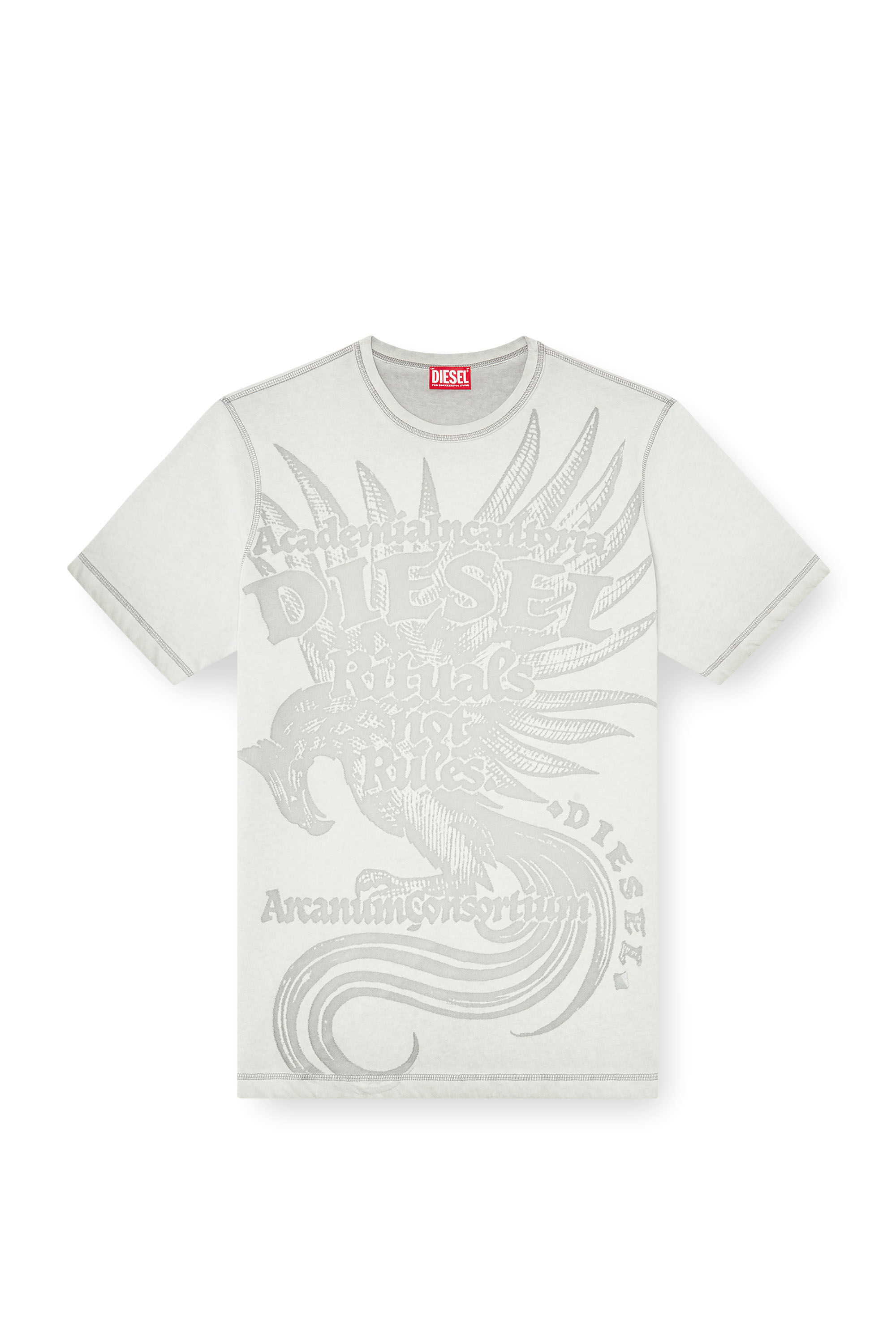 Diesel - T-RAWJUST-AA1, Man's Jersey T-shirt with embossed graphic in Light Grey - 2