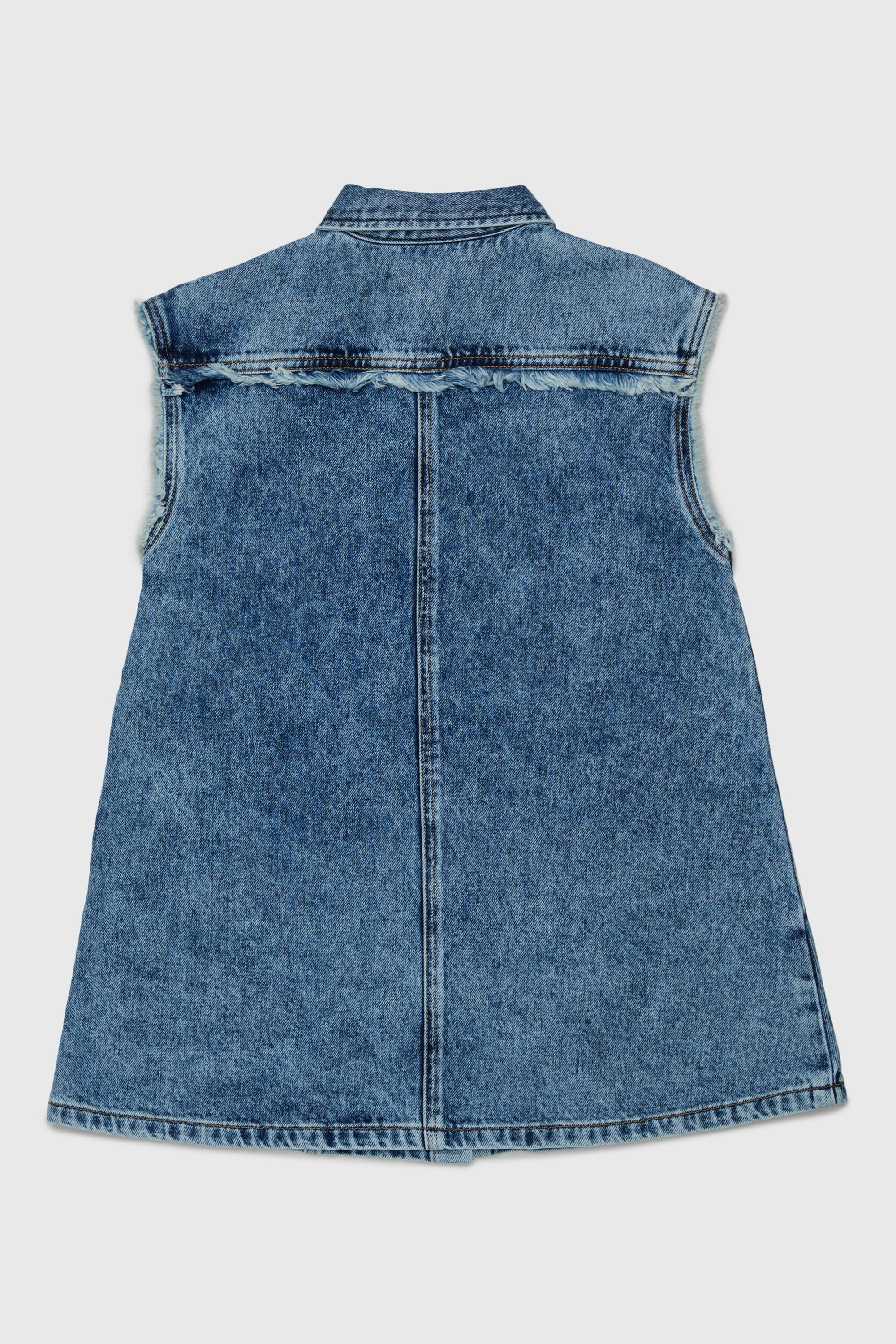 Diesel - DELKA, Woman's Sleeveless shirt dress in marble-effect denim in Medium blue - 2