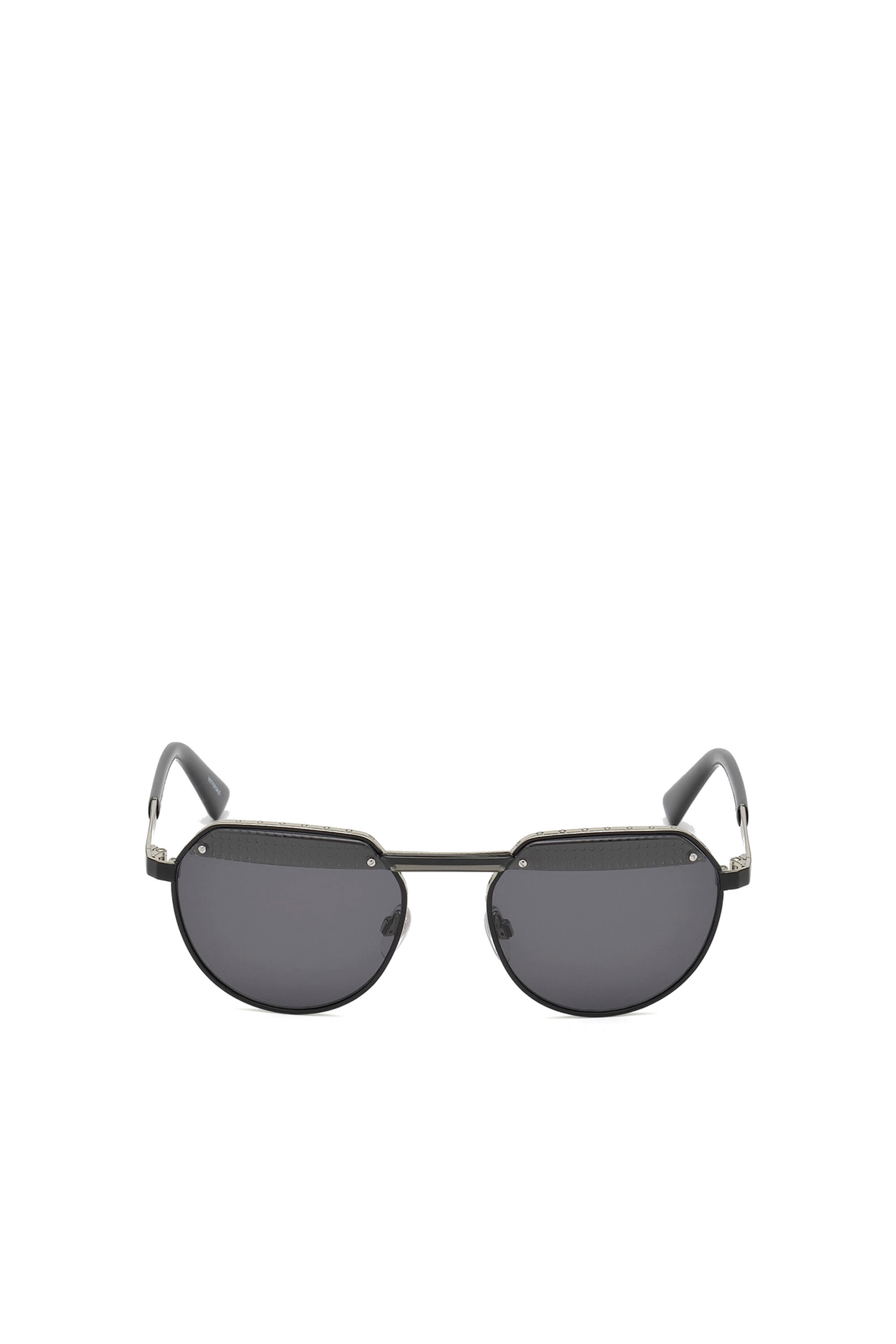 Diesel - DL0260, Unisex's Hexagonal eyewear with injected bar in Black - 1