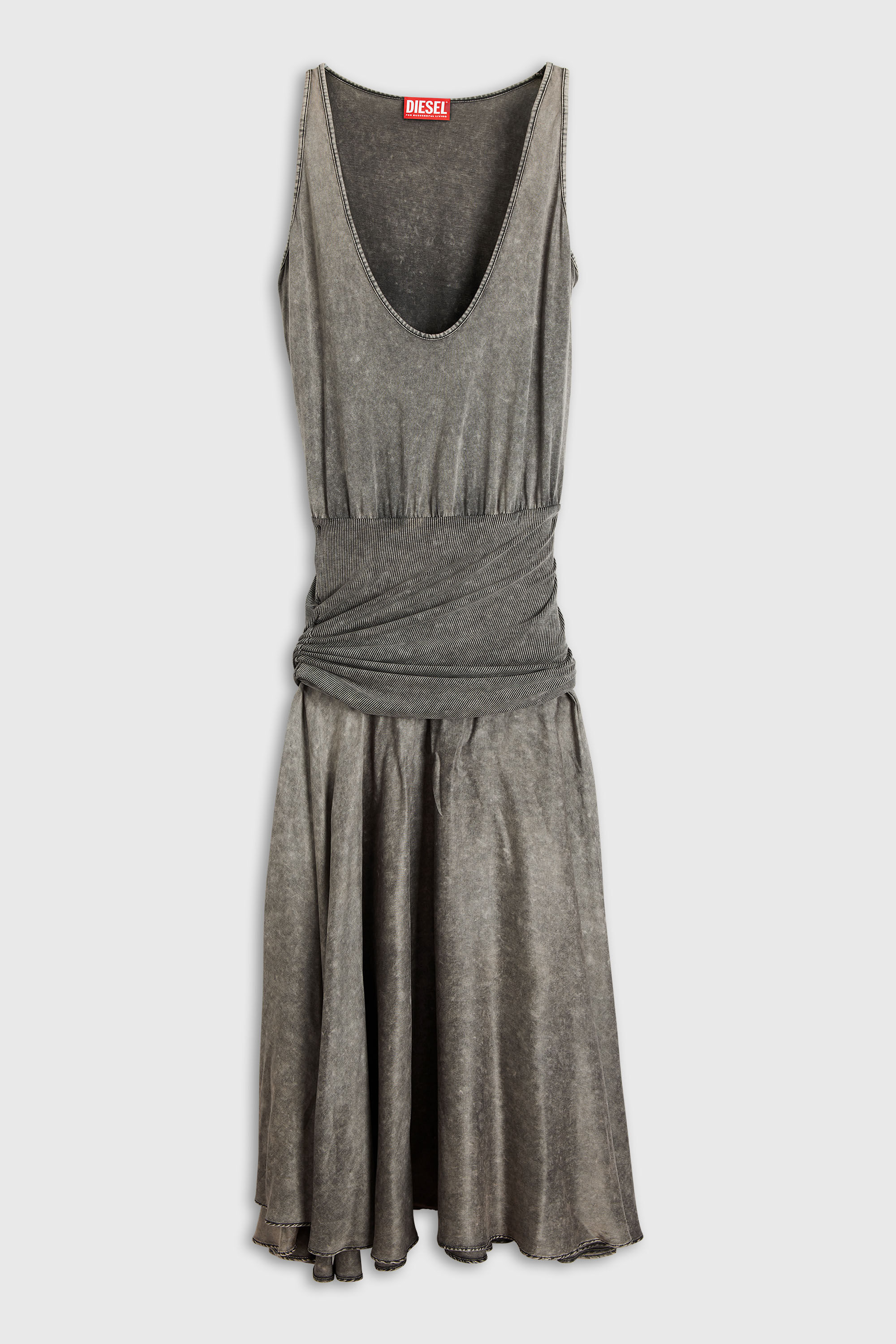 Diesel - D-SYA, Woman's Midi dress with twisted waist section in Dark grey - 2