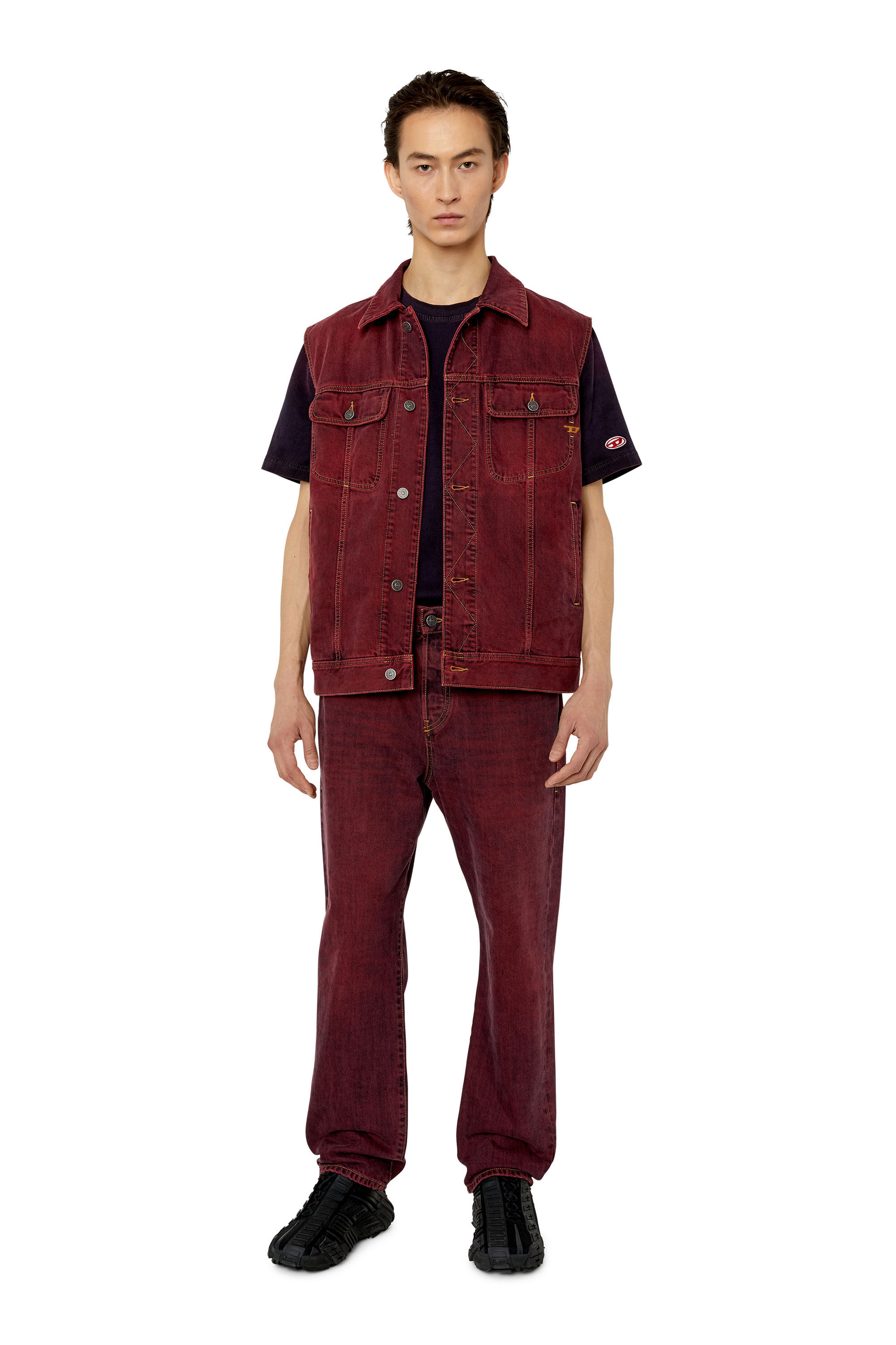 Diesel - 2020 D-Viker 09H01 Straight Jeans, Burgundy - Image 1