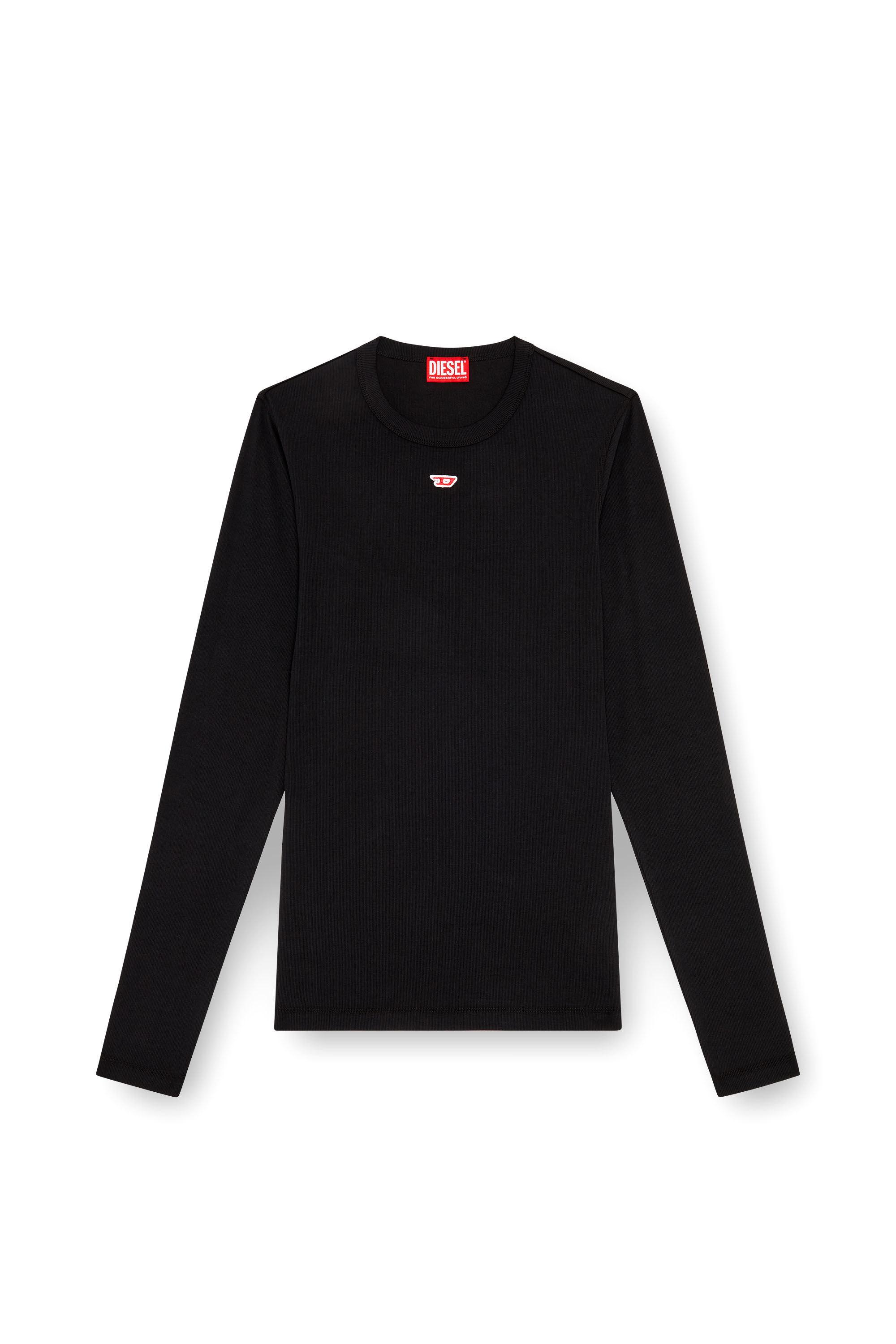 Men's Long-sleeve T-shirt with D patch | Black | Diesel