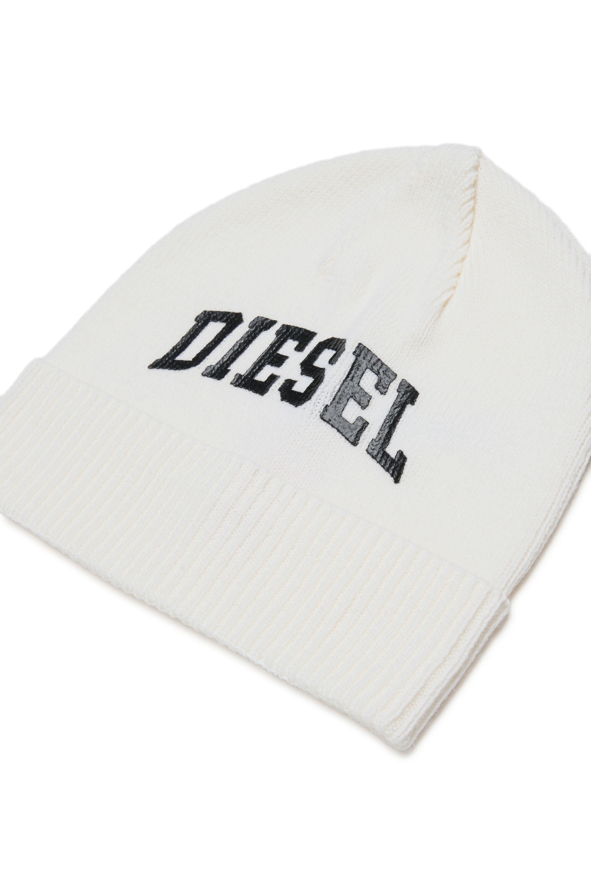 Diesel - FBAND, Unisex's Wool-blend beanie with logo in White - 3