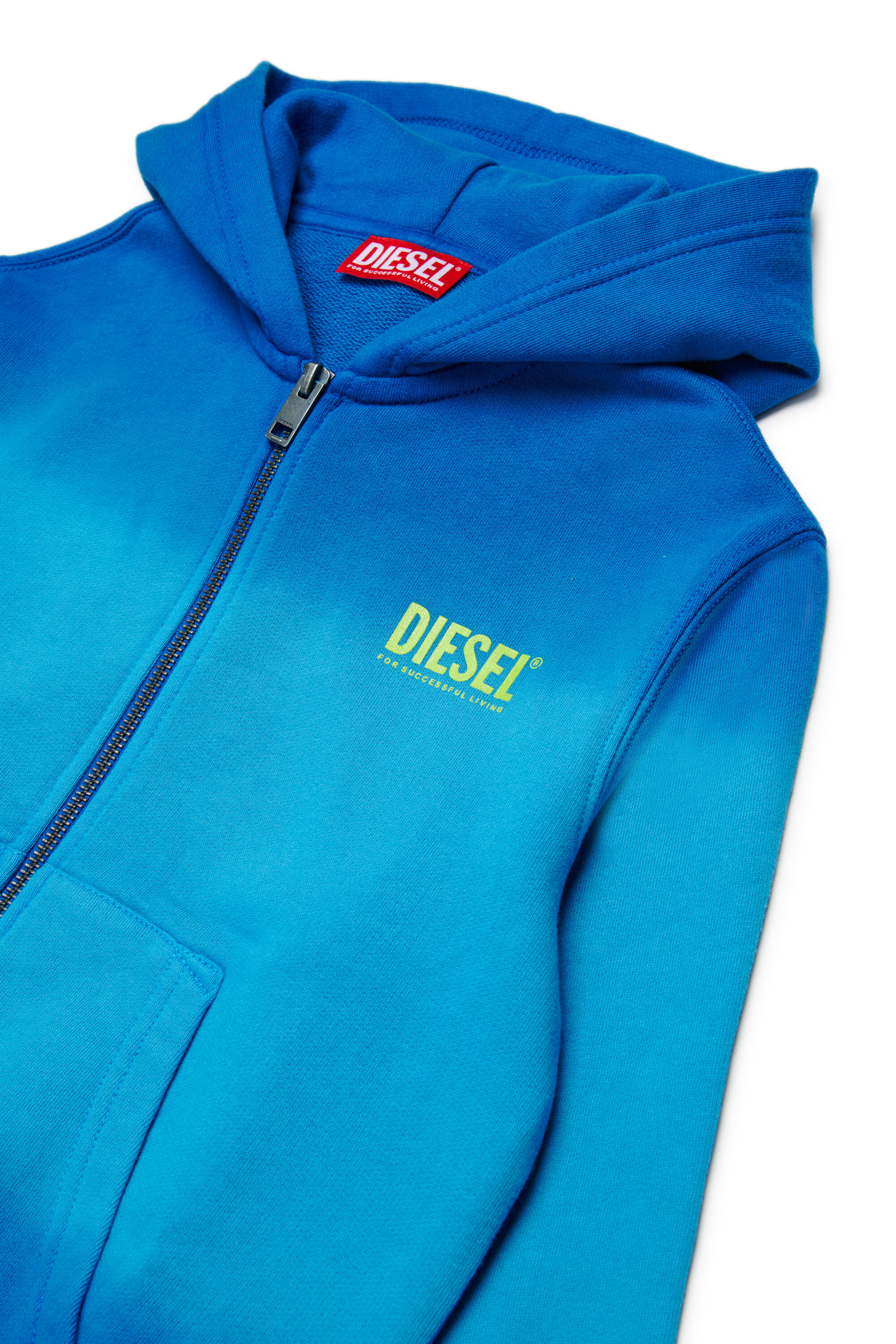 Diesel - SHADE OVER, Man's Gradient hoodie with logo print in Blue - 3