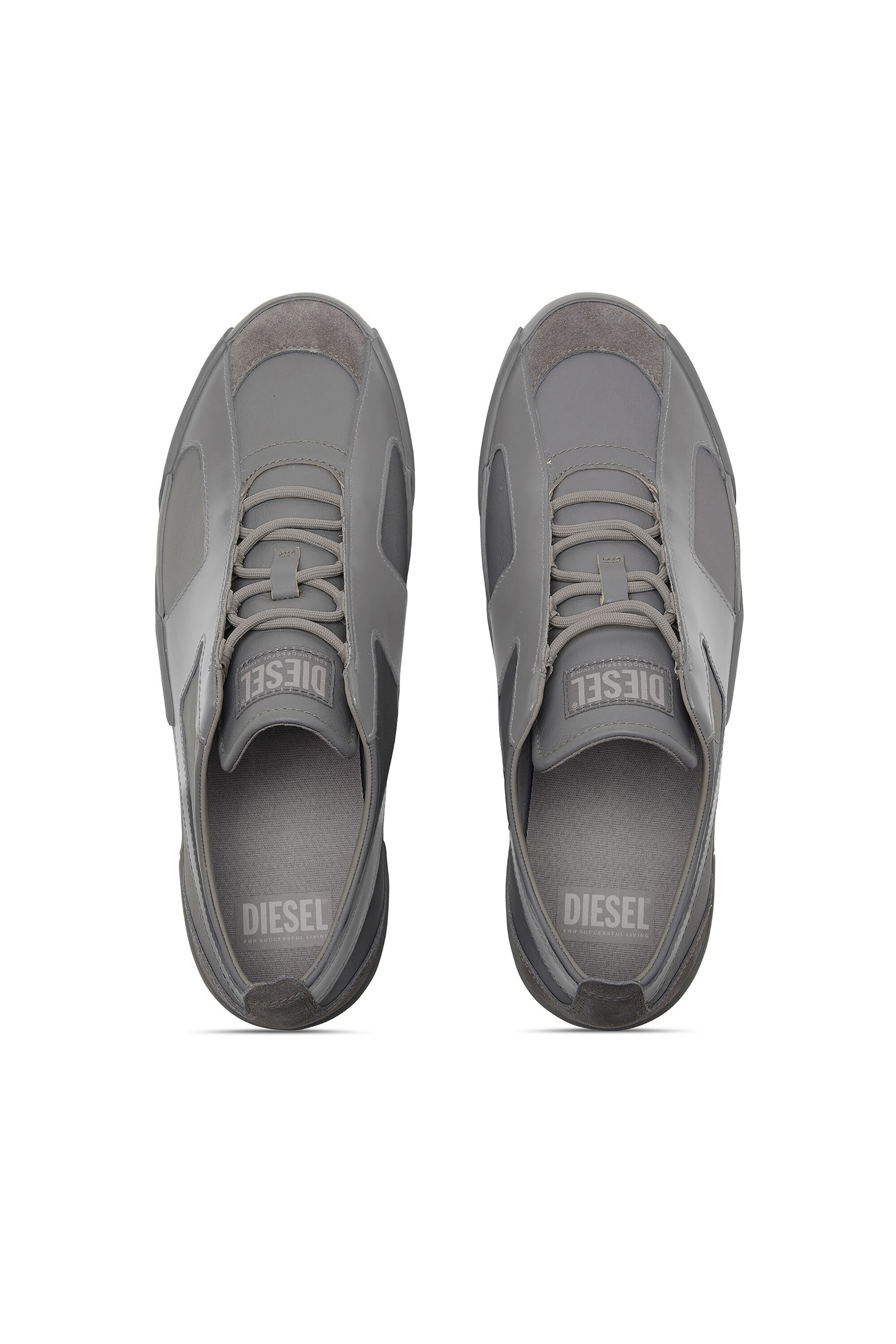 Diesel - S-SLANTE-D LOW, Man's S-Slante-D-Sneakers in suede and leather with D logo in Grey - 4