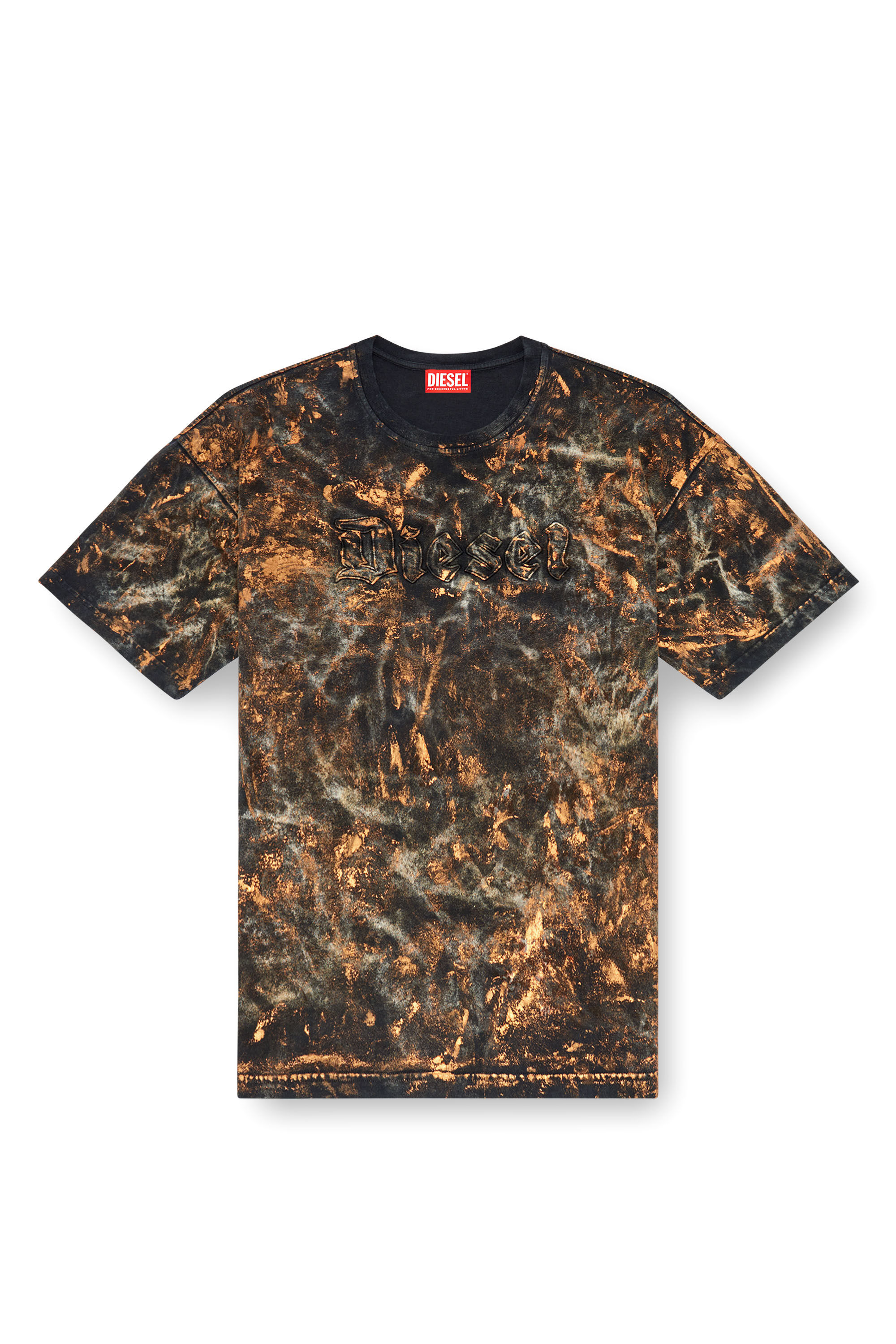 Diesel - T-BOXT-Q12, Man's Dirty-effect T-shirt with logo lettering in Brown - 2