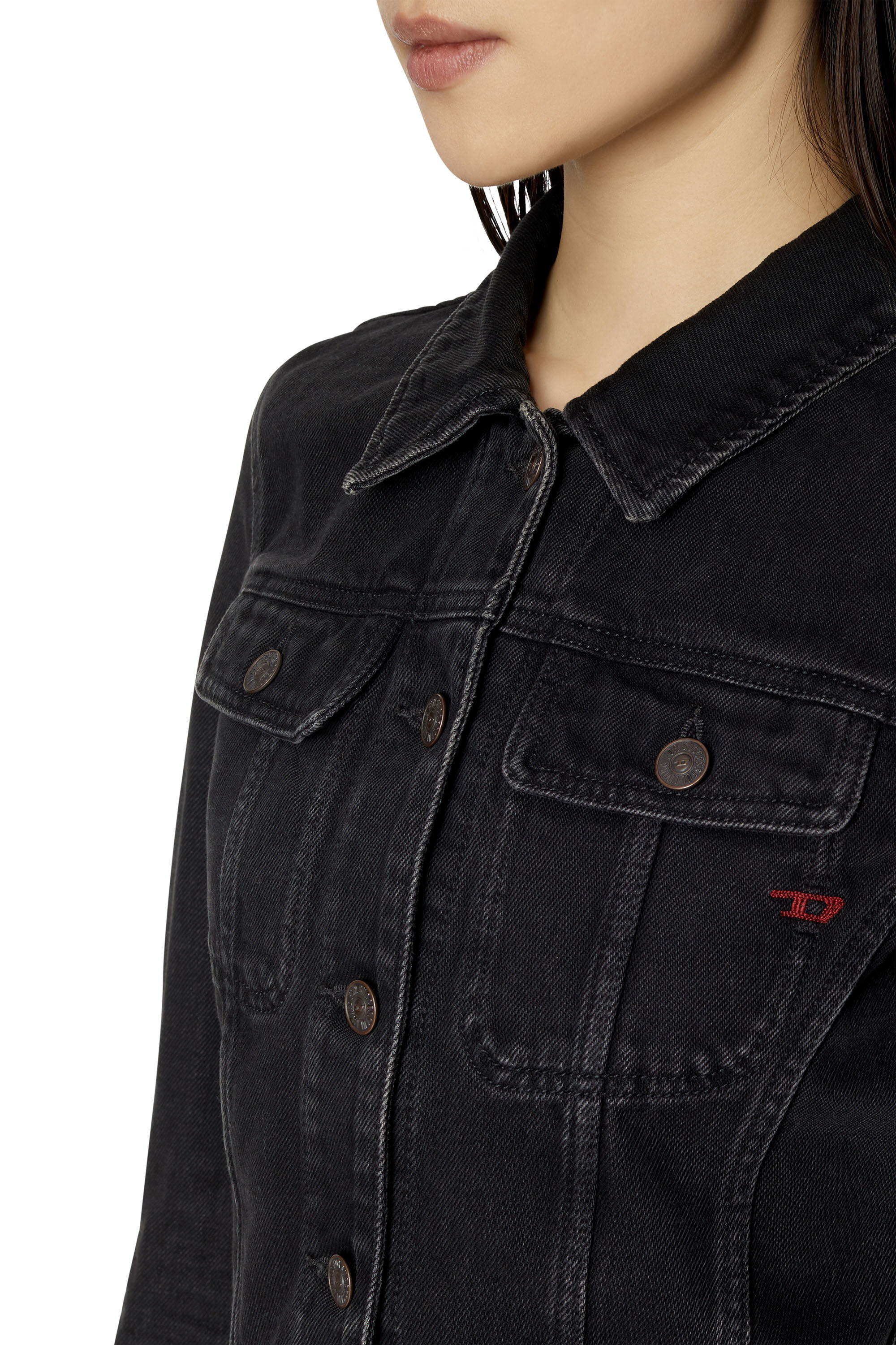 Diesel - DE-SLIMMY TRUCKER JACKET, Black/Dark grey - Image 6