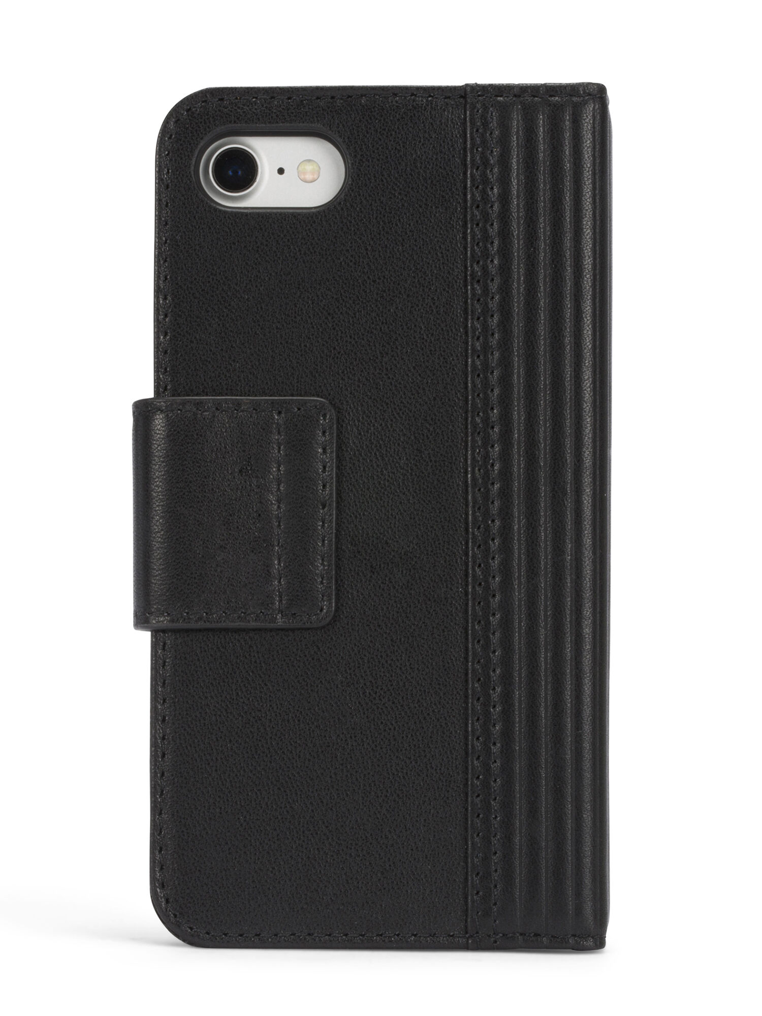Diesel - BLACK LINED LEATHER IPHONE 8 PLUS/7 PLUS FOLIO, Unisex's Black leather folio, iPhone 8 Plus/7 Plus in Black - 5
