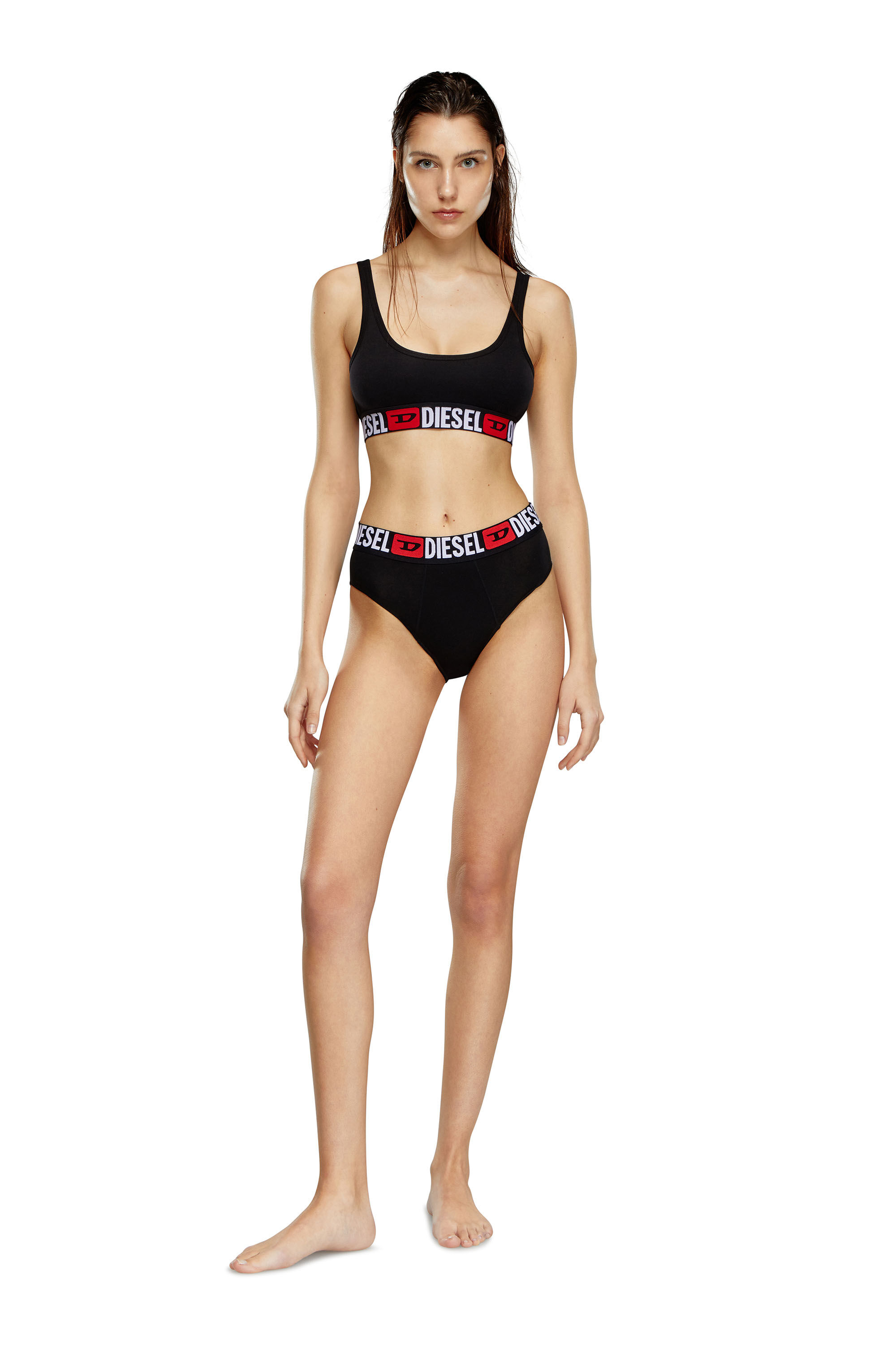 Diesel - UFPN-BLANCA-R-THREEPACK, Woman's Three-pack ribbed high-waisted briefs in Black - 1