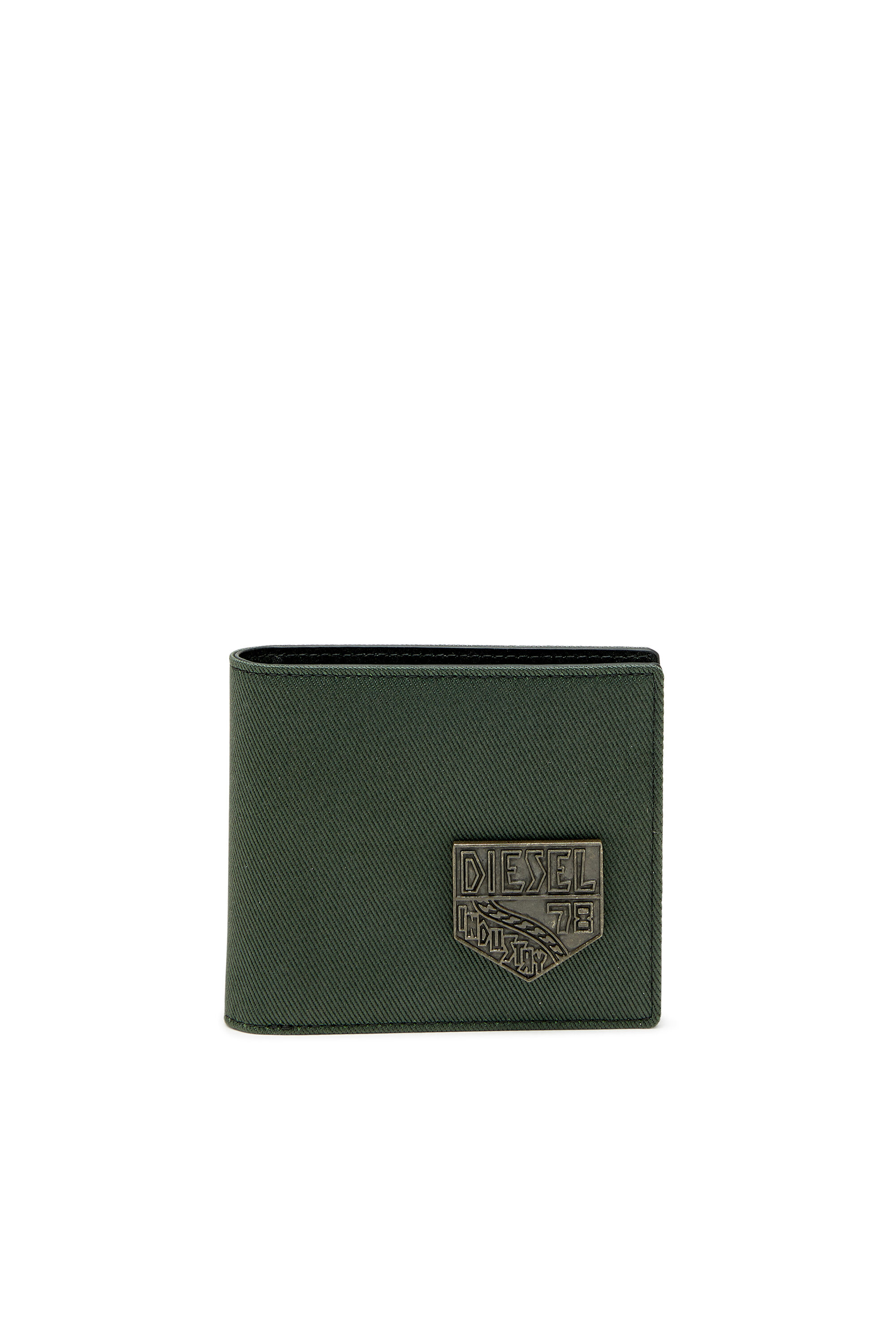 Diesel - D-PACK BI FOLD COIN 3D, Man's Small bi-fold with Diesel patch in Green - 1