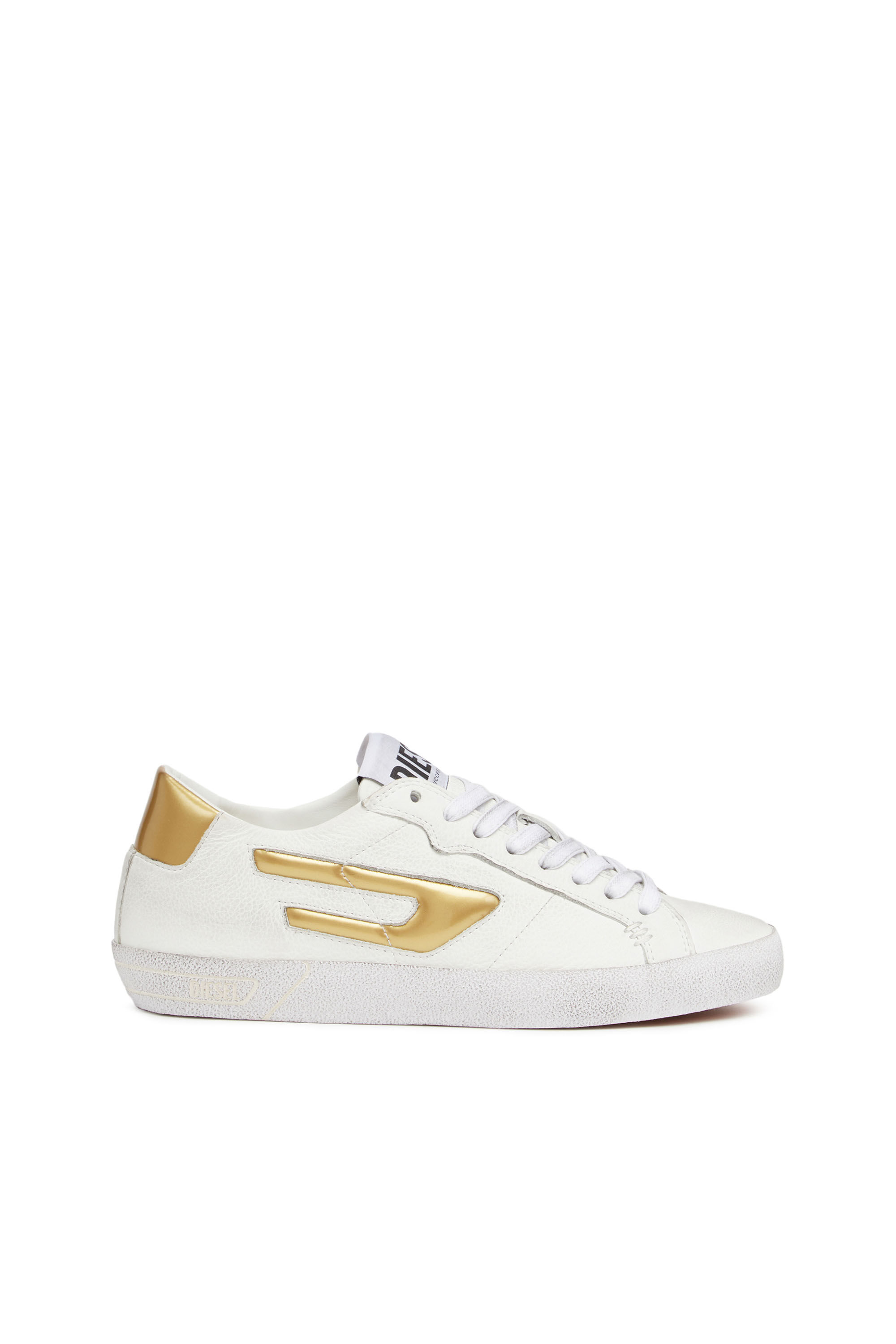 Diesel - S-LEROJI LOW W, Woman's S-Leroji Low W - Low-top sneakers with metallic D logo in White/Yellow - 1