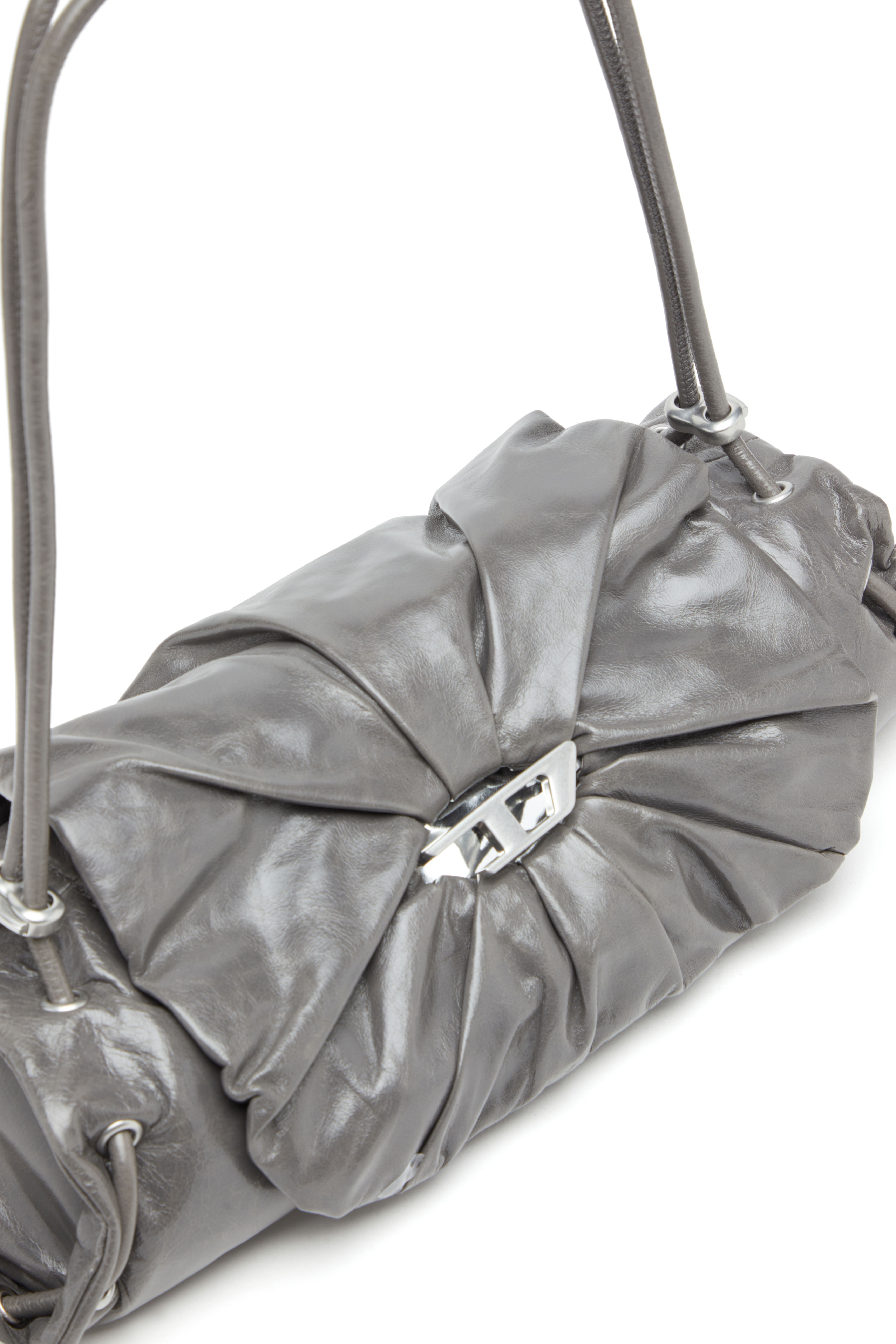 Diesel - SCRUNCH-D SHOULDER S, Woman's Scrunch-D S-Shoulder bag in scrunched leather in Grey - 2