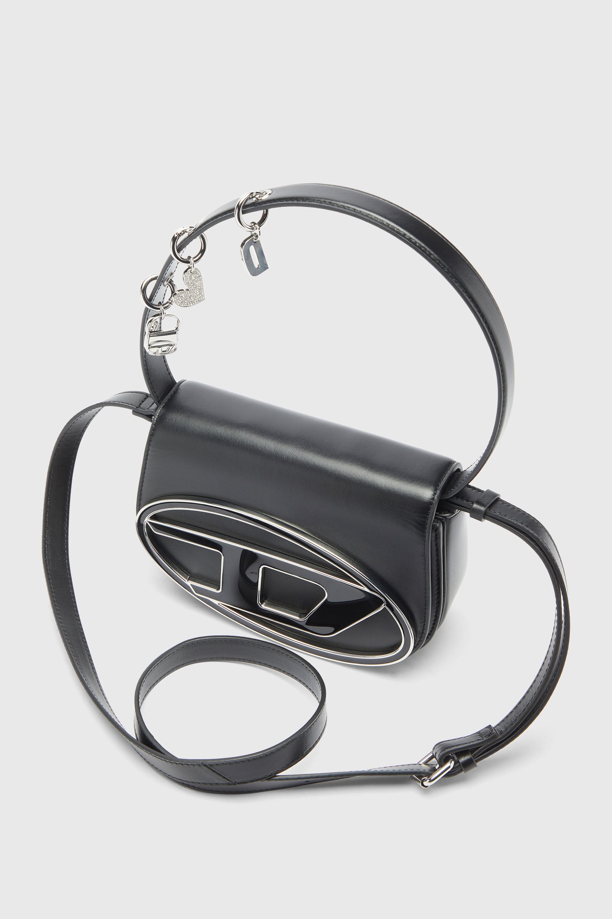 Diesel - 1DR, Woman's 1DR -Iconic shoulder bag in leather with handle charms in Black - 5