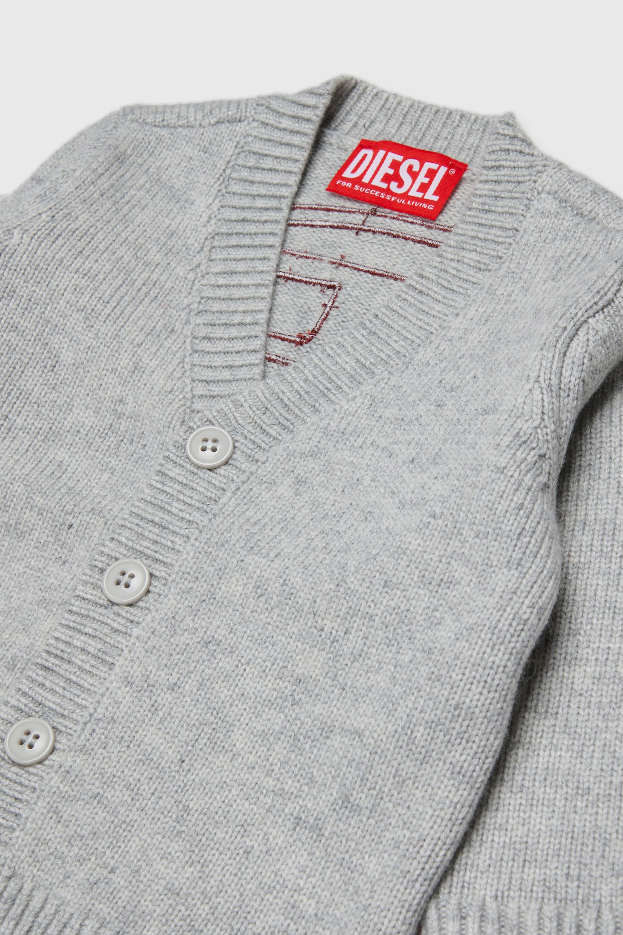 Diesel - KOLYB, Man's Cashmere-enriched cardigan with big Oval D in Grey - 3