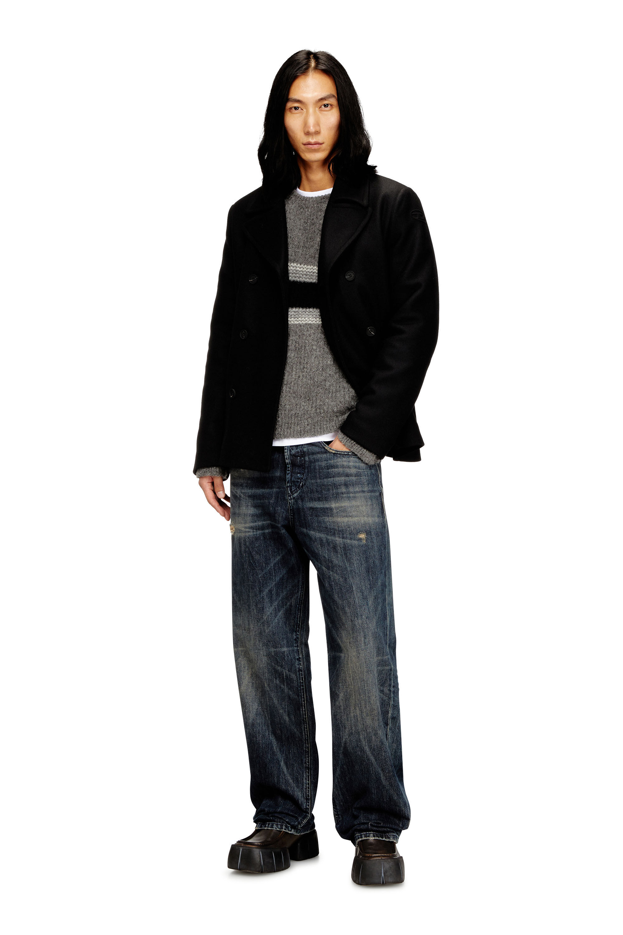 Diesel - W-HALEY-WRD, Man's Peacoat in felted wool blend in null - 1