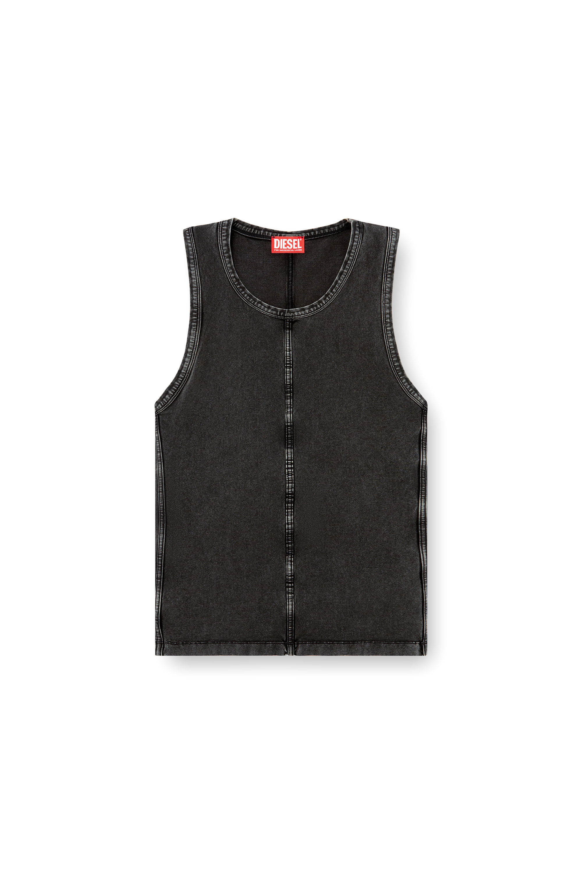Diesel - T-MELY-SL, Man's Tank top in denim-look jersey in null - 2