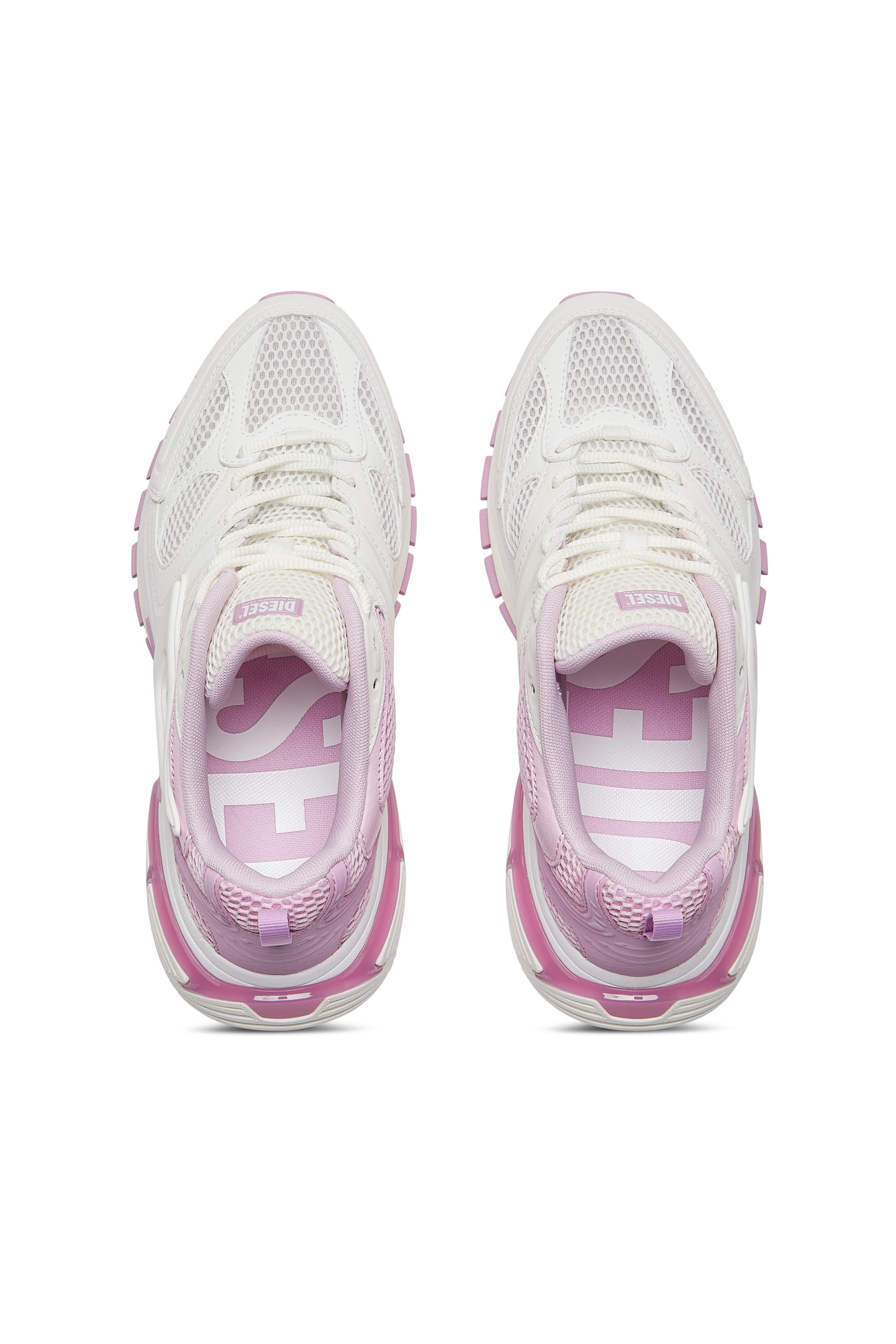 Diesel - S-SERENDIPITY PRO-X1 W, Woman's S-Serendipity Pro-X1 W - Mesh sneakers with embossed overlays in White/Pink - 4