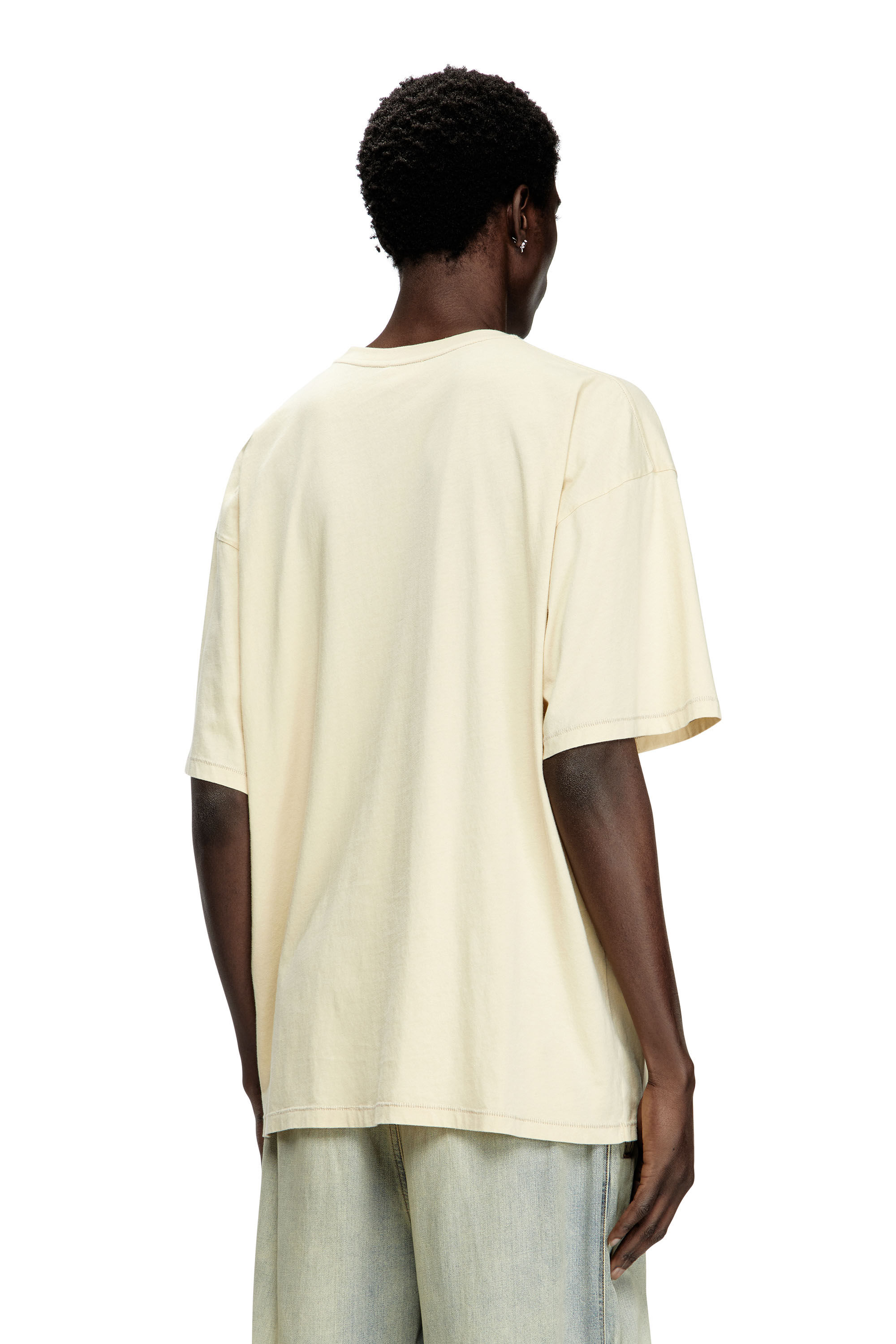 Men's Acid-wash T-shirt with printed graphics | White | Diesel