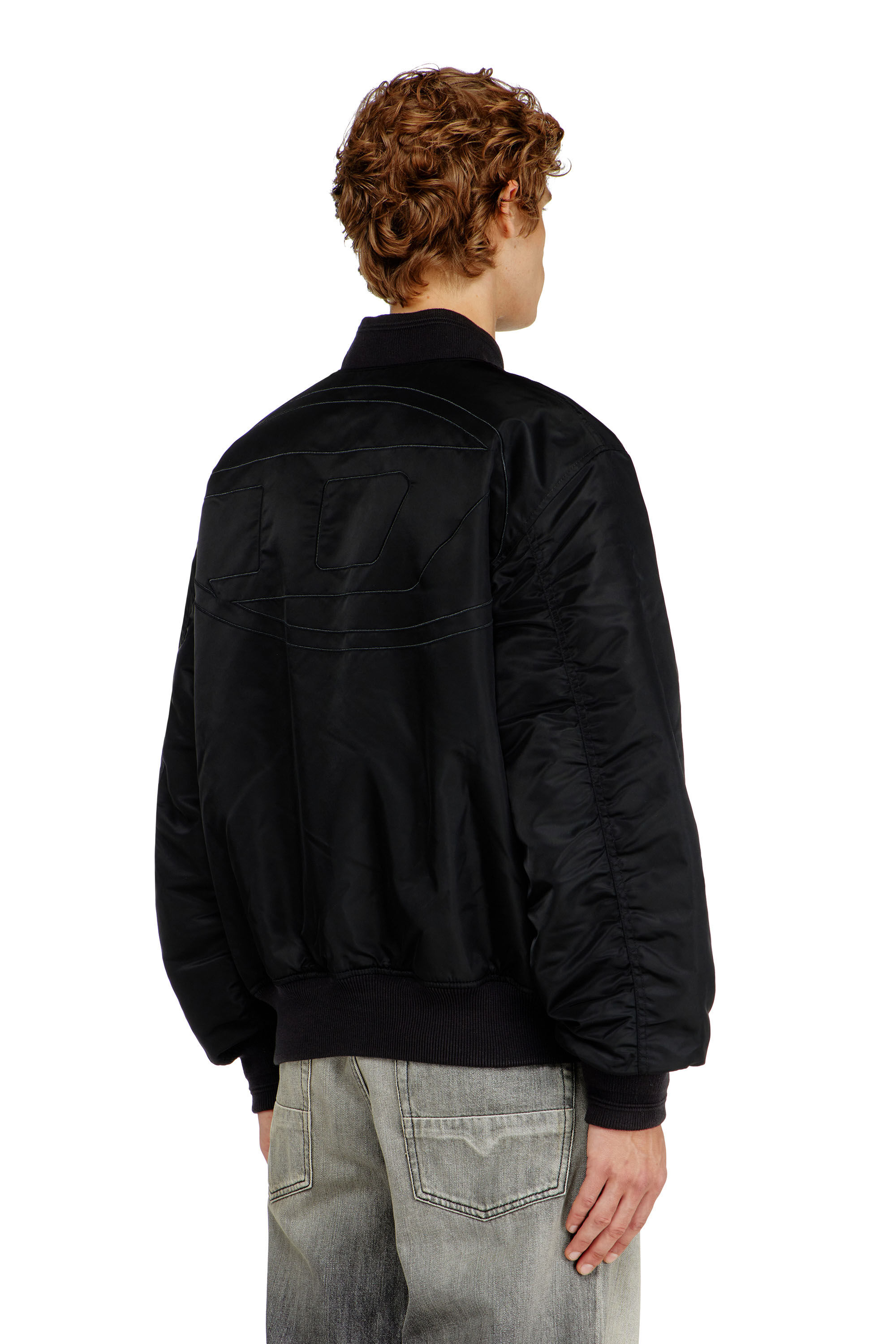 Diesel - W-TYPE-D1, Man's Padded bomber jacket with Oval D embroidery in Black - 4