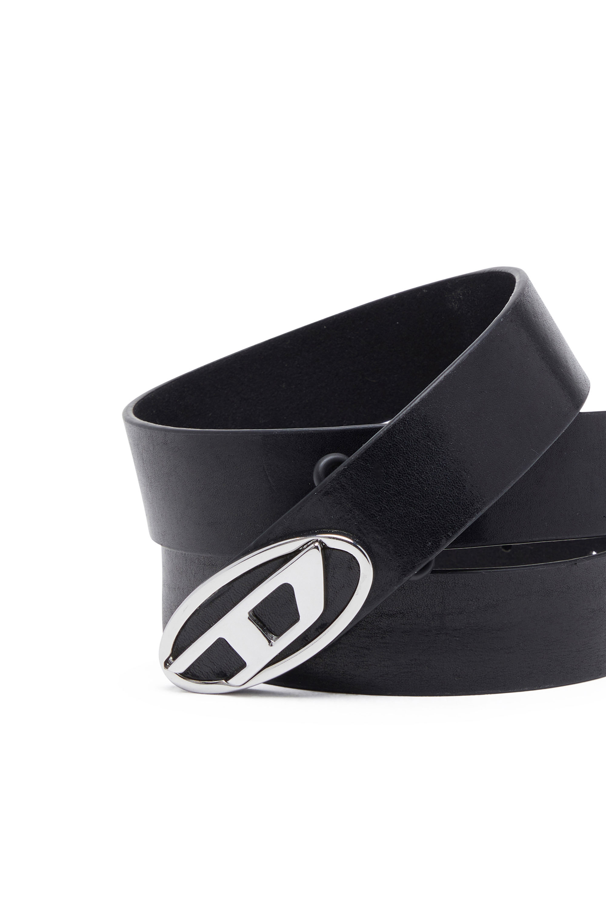 Diesel - B-1DR-LAYER, Man's 2.9cm leather belt with oval d logo in Black - 3