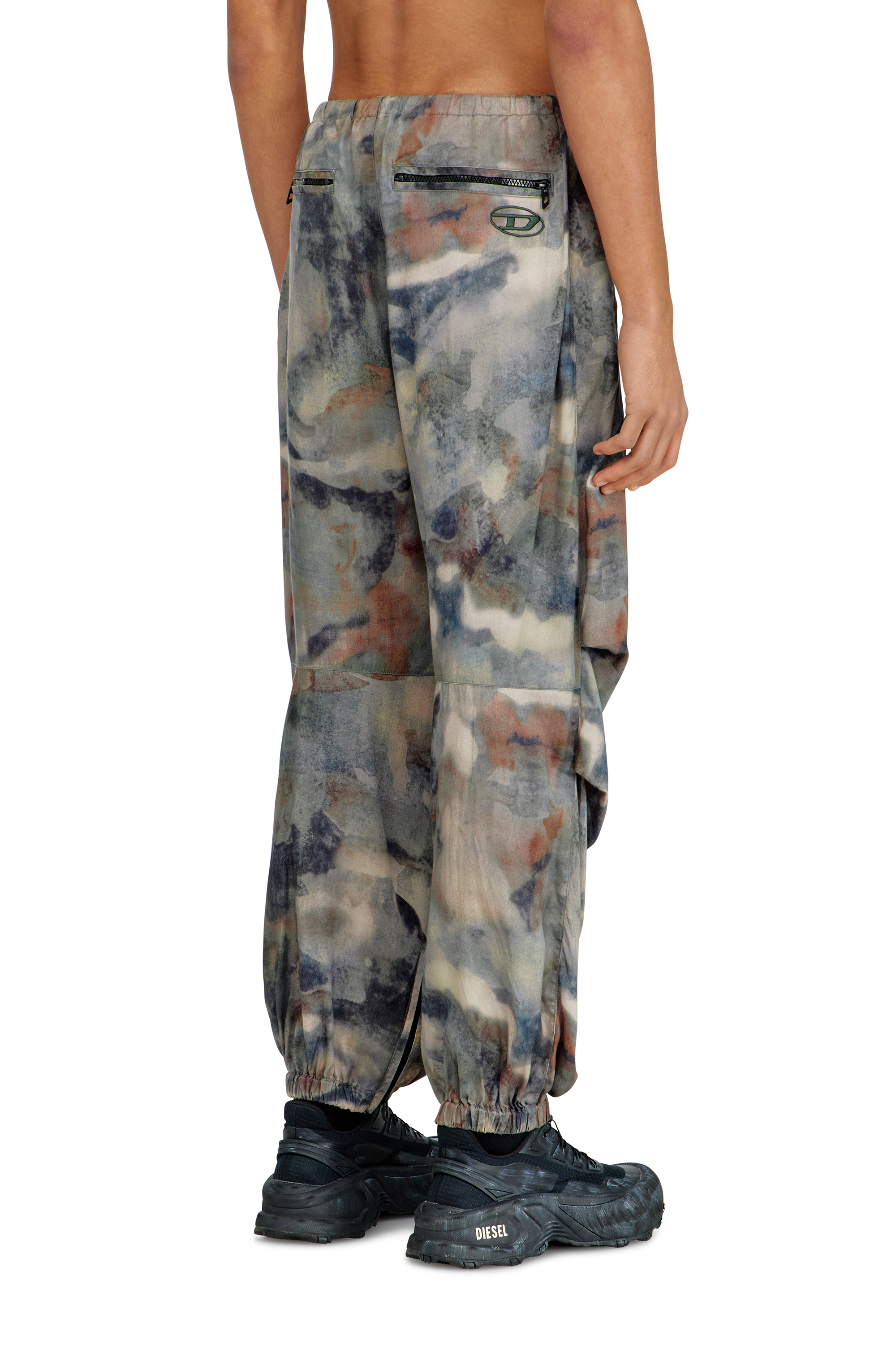 Diesel - P-STITCH-TKBZ, Man's Cargo pants in printed fabric in Blue/Brown - 4