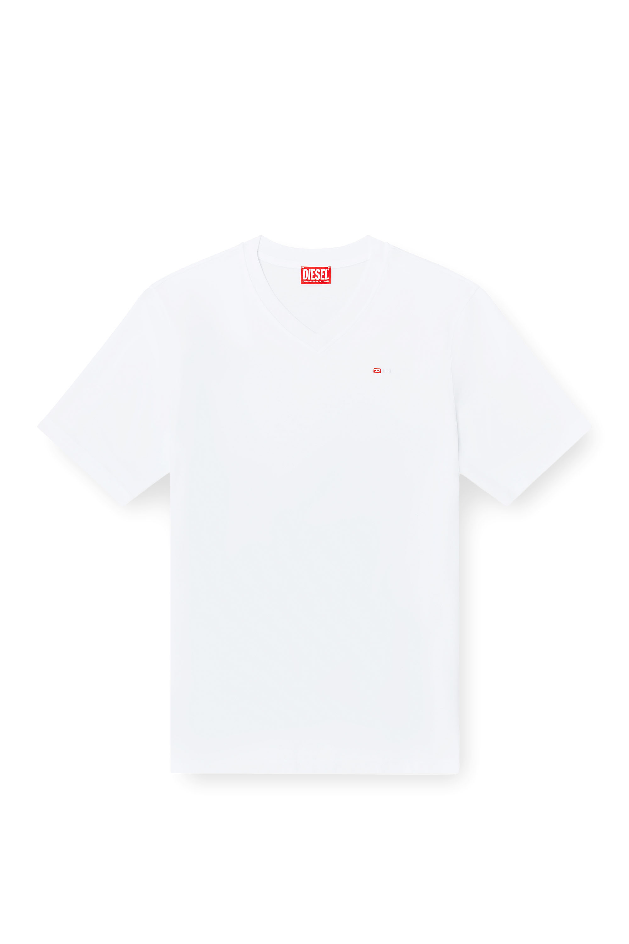 Diesel - T-ADJUST-V-MICRODIV, Man's V-neck T-shirt with micro logo embroidery in White - 3