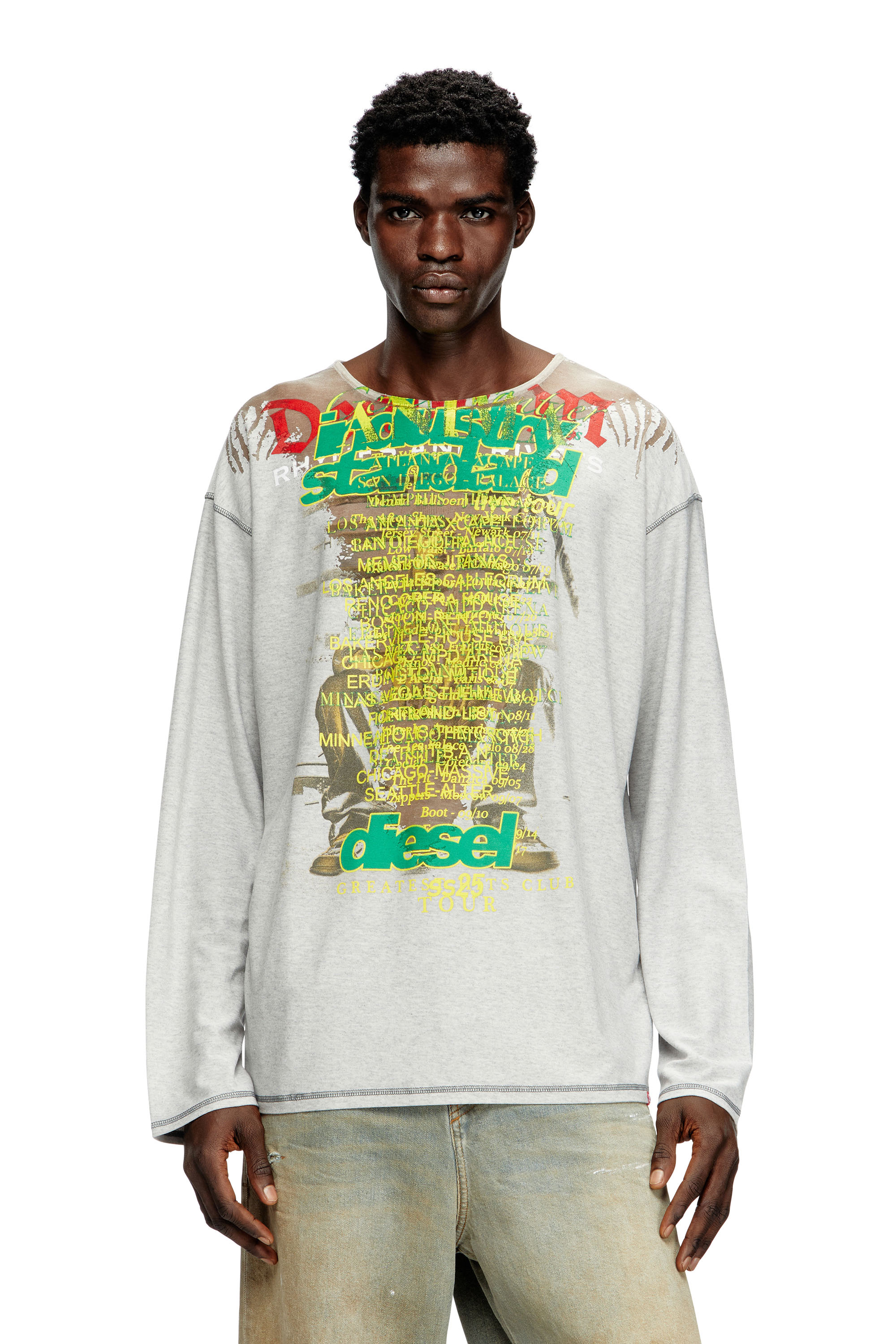 Diesel - T-JERRY-B, Unisex's Long-sleeve T-shirt with lyrics print in Grey - 3