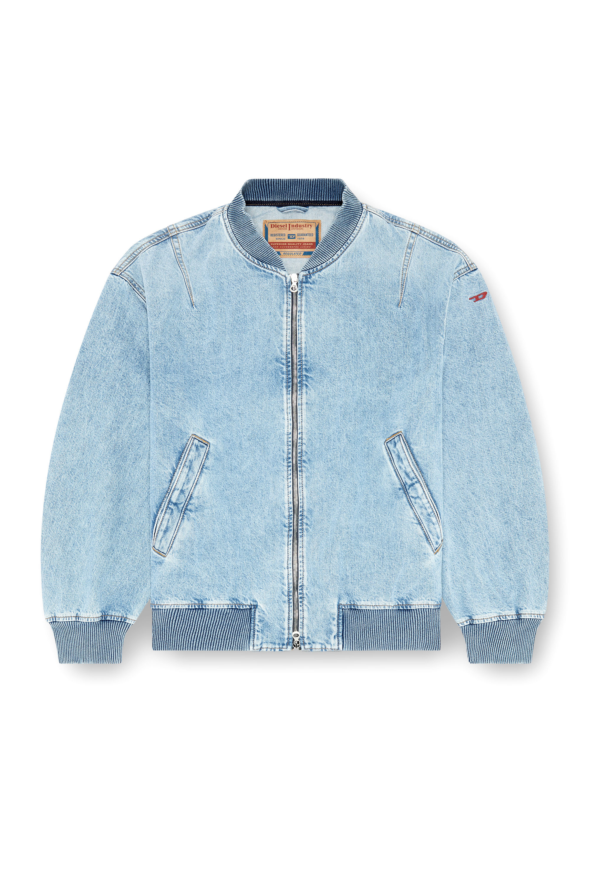 Diesel - D-VINZ, Man's Bomber jacket in denim in Light Blue - 6