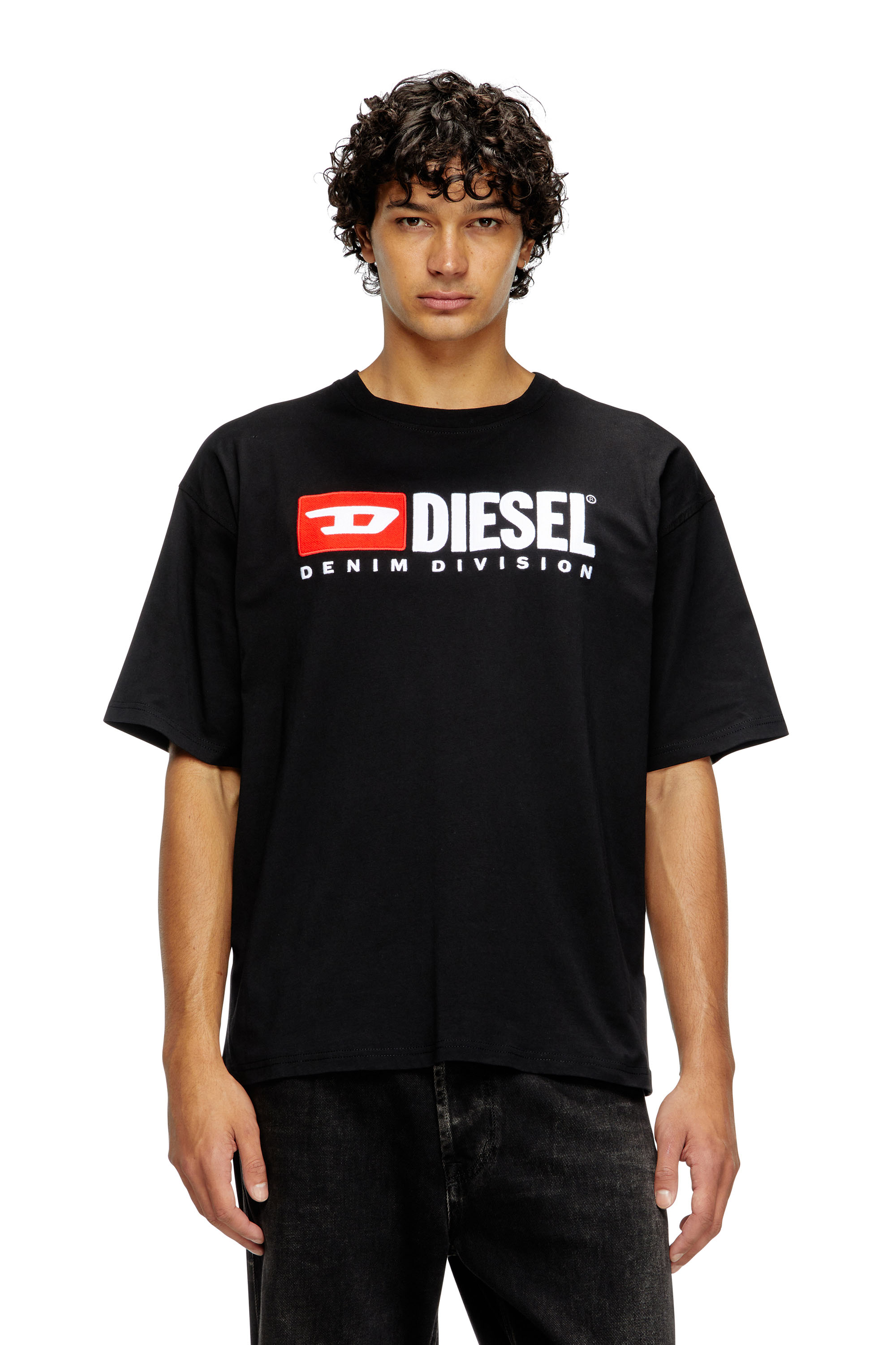 Diesel - T-BOXT-DIV, Man's T-shirt with Diesel patch logo in Black - 1