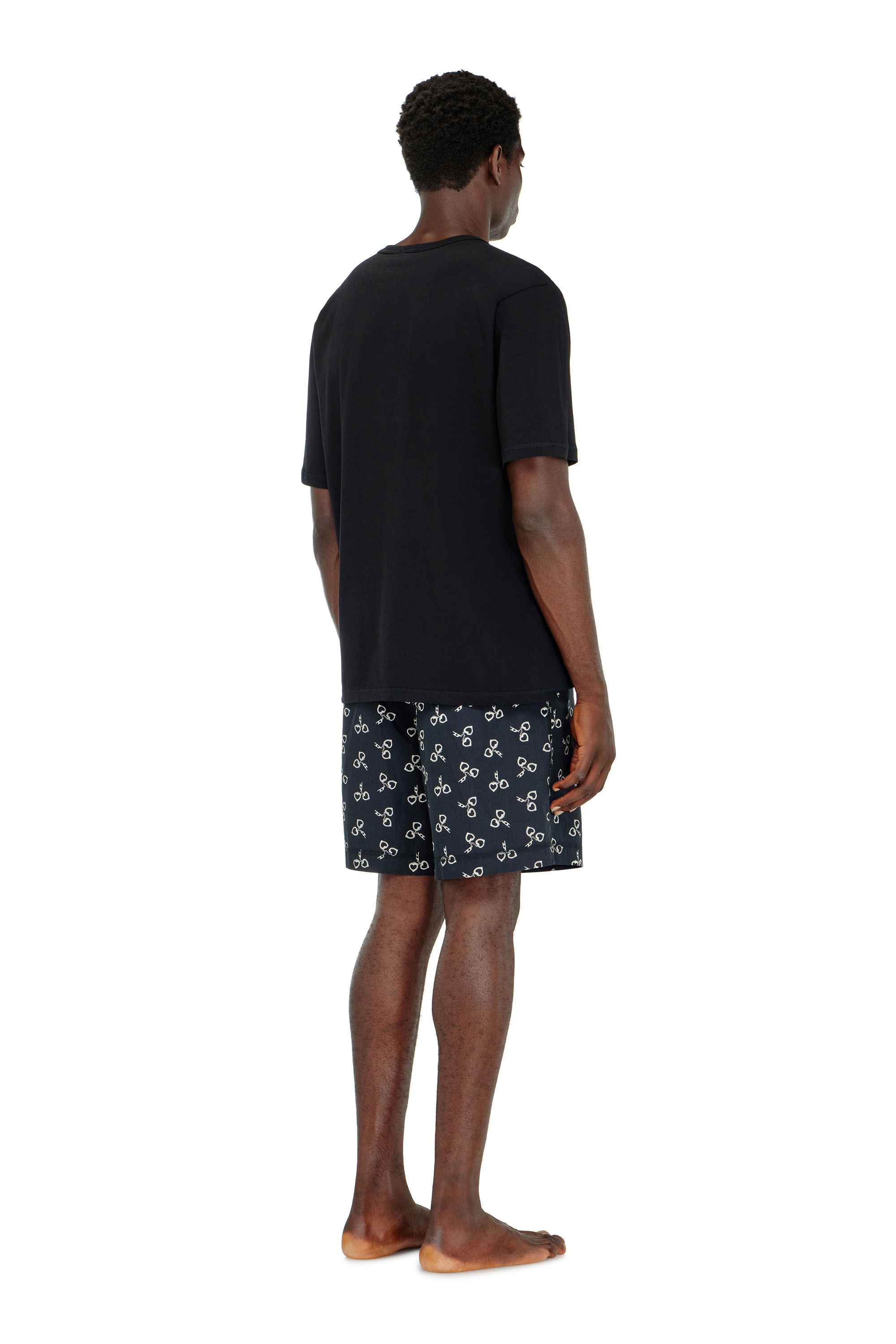 Diesel - KIT-JAMES-D-BOX, Man's Cotton pyjama set with handcuff print in Black/White - 2