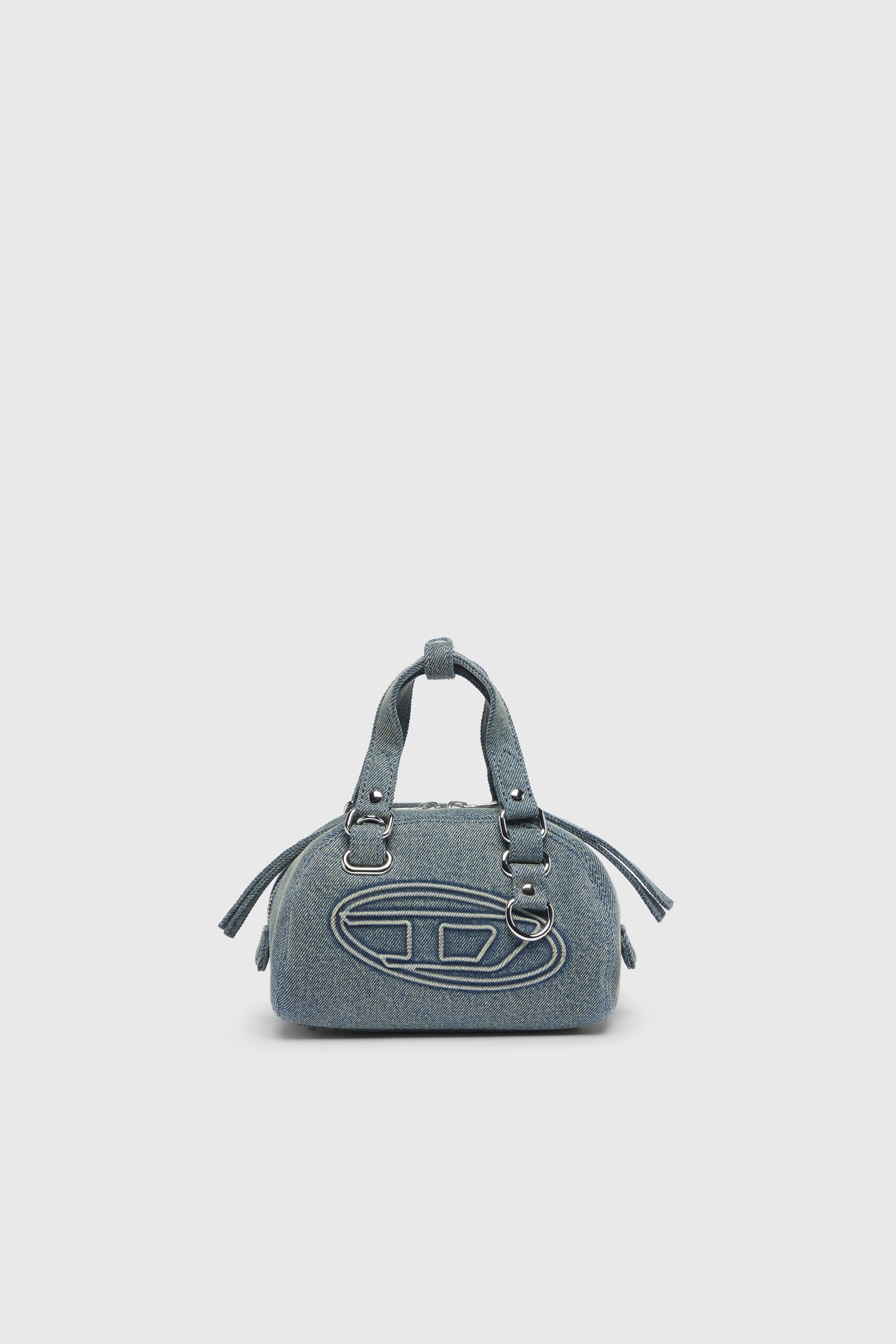 Diesel - 1DR DOME SOFT CROSSBODY, Unisex's 1DR Dome-Small bowling bag in denim with Oval D logo in Light Blue - 1