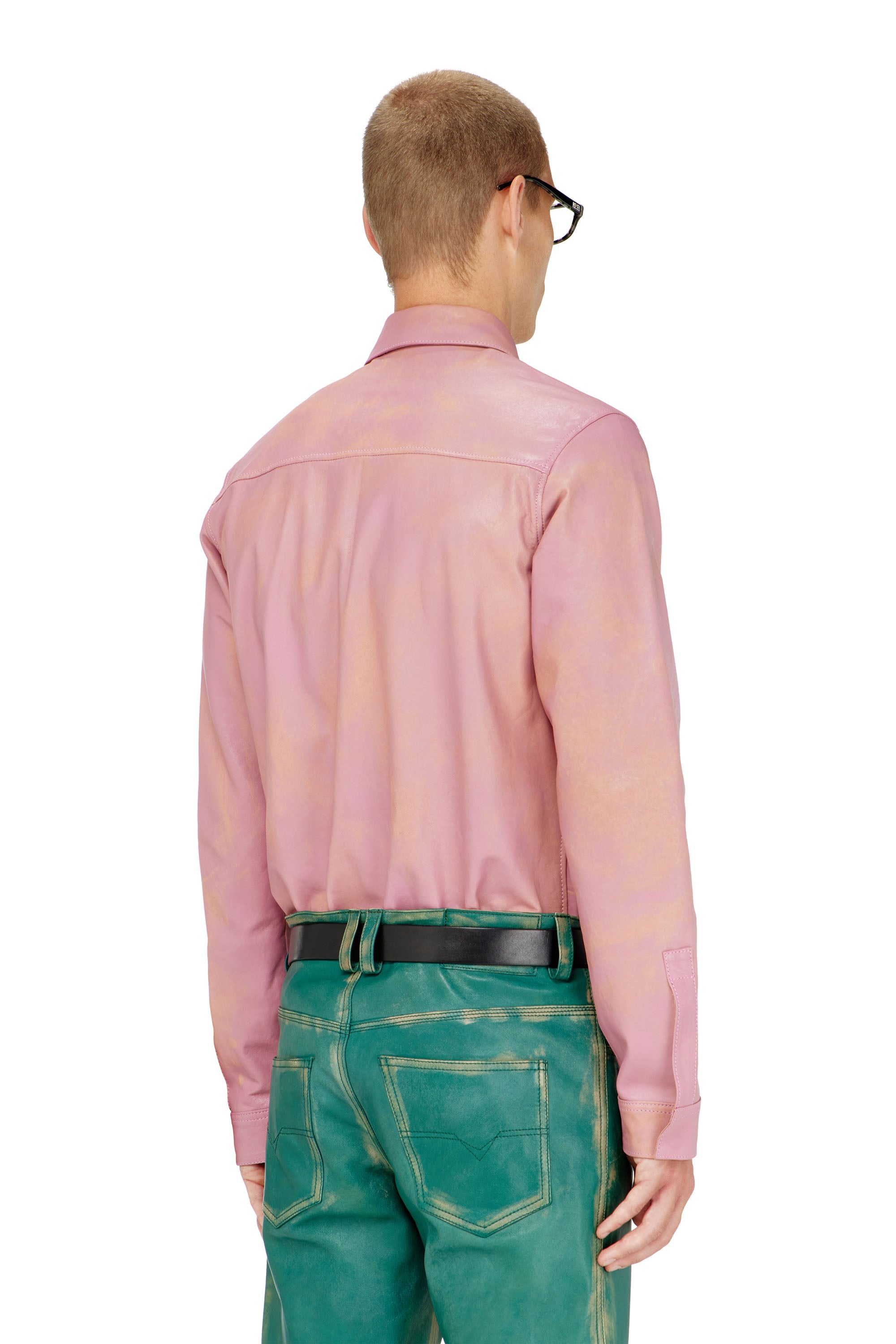 Diesel - S-CIRT, Man's Shirt in treated leather in Pink - 4