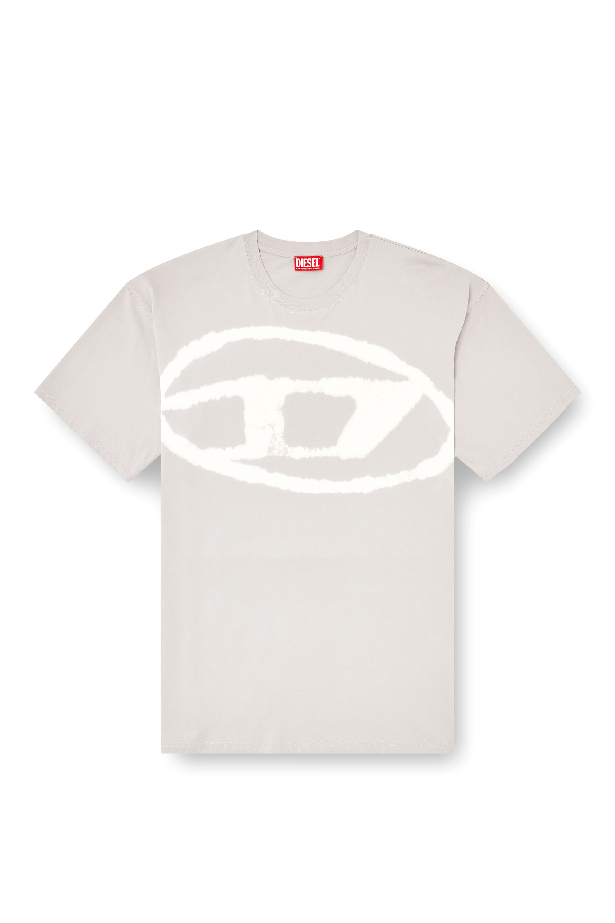 Diesel - T-BOXT-BLEACH, Man's T-shirt with bleached Oval D logo in Grey - 3