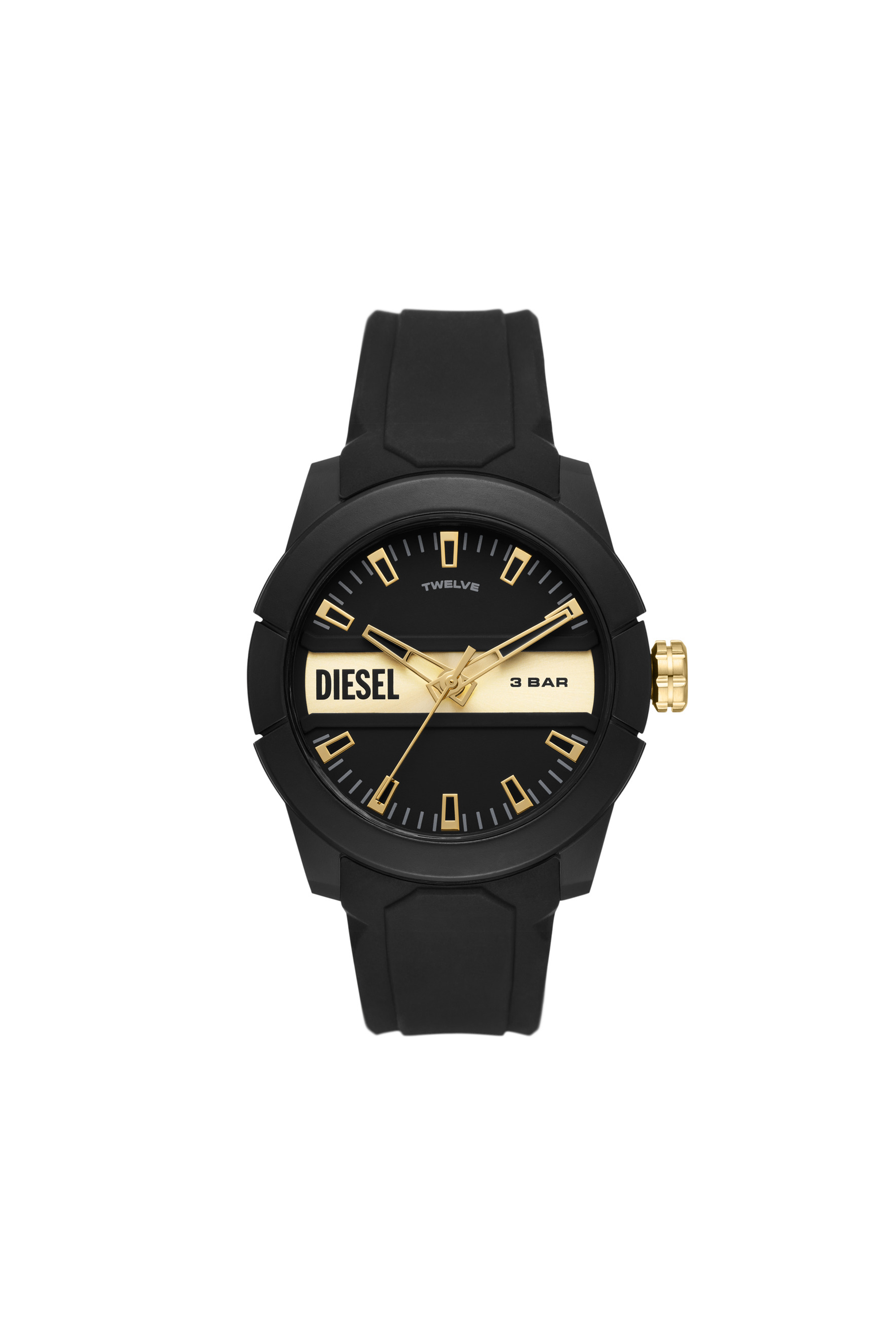 Diesel - DZ1997, Unisex's Double Up Black Silicone Watch in Black - 1