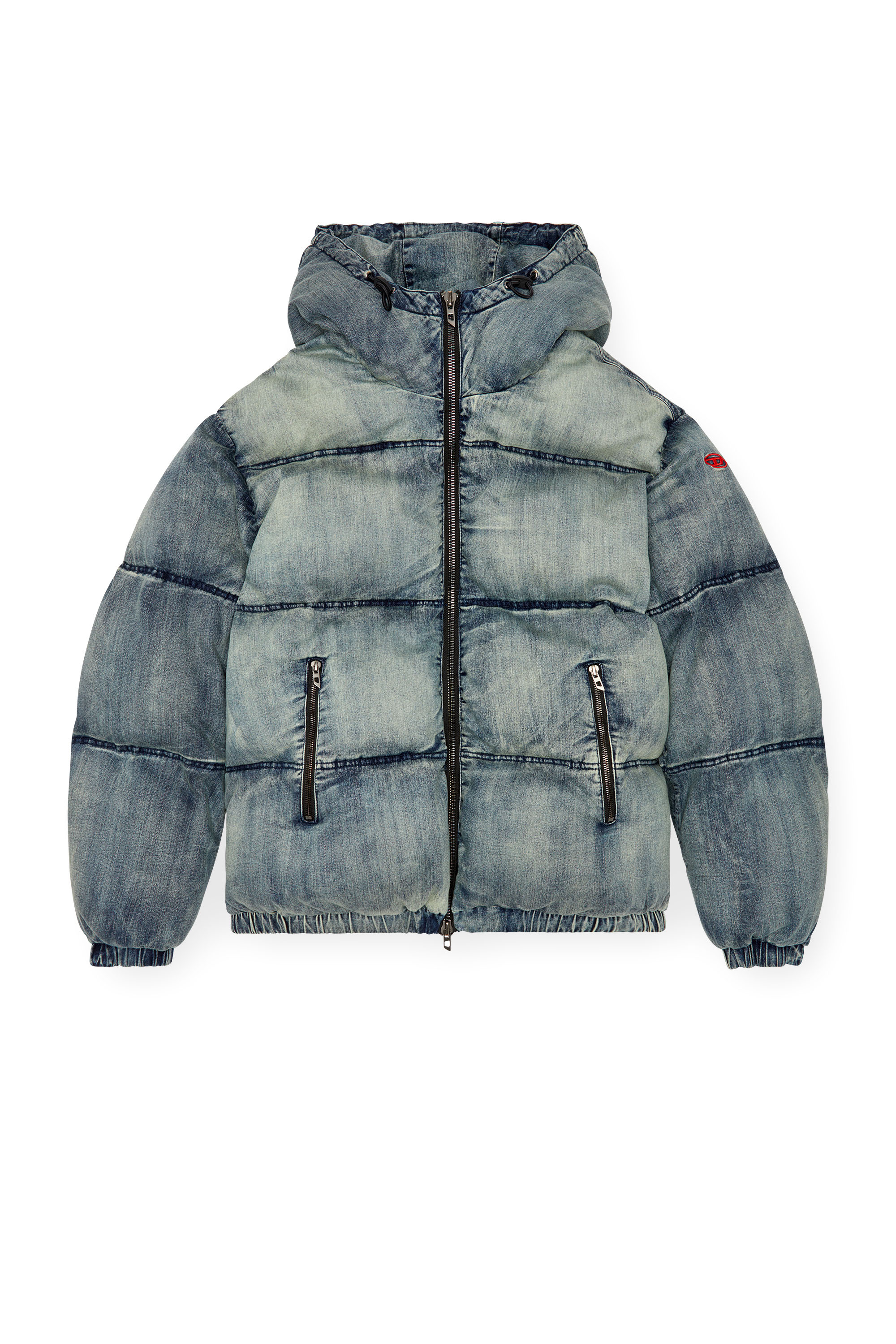 Diesel - W-MONS, Man's Puffer jacket in treated denim in Blue - 3