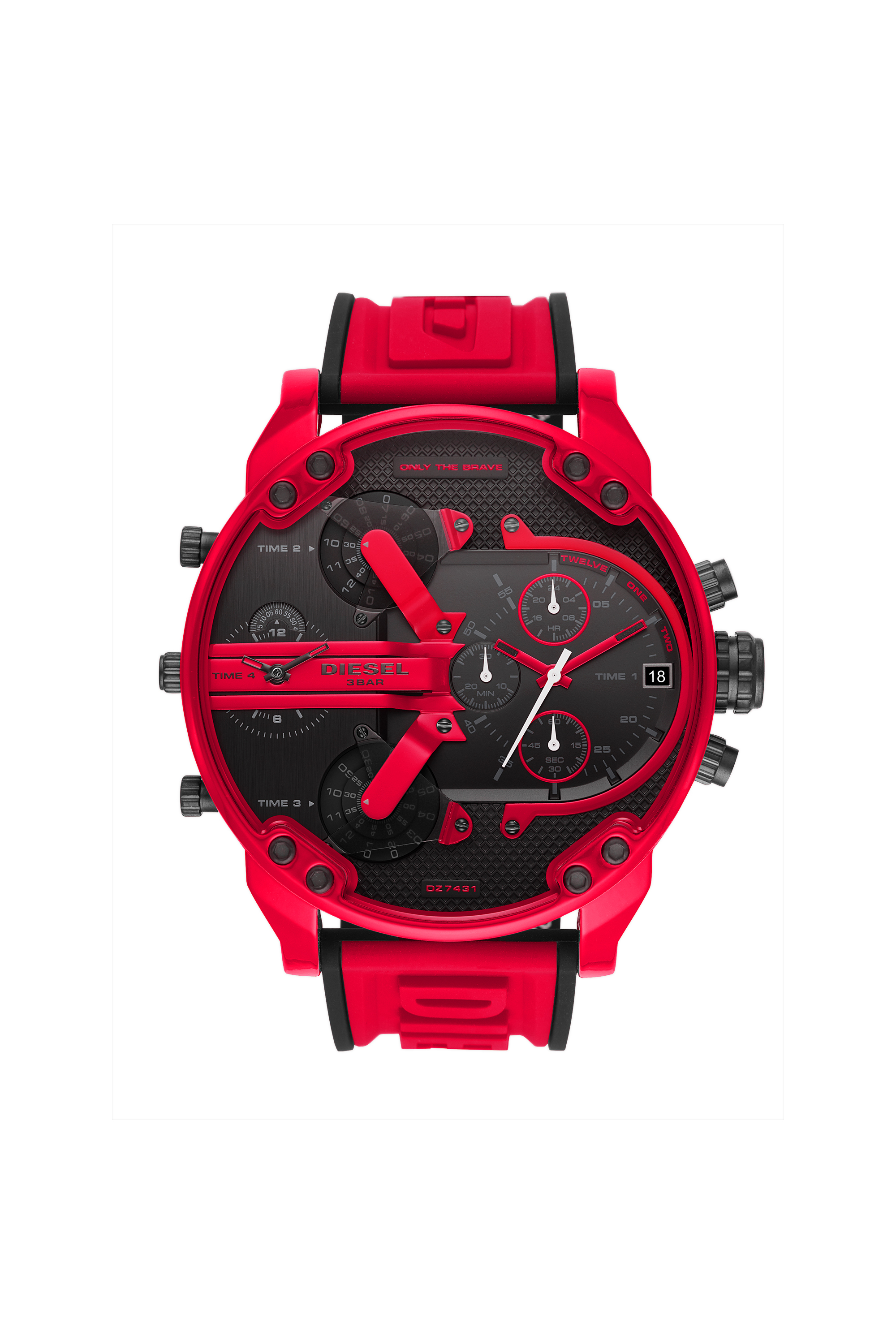 Diesel - DZ7431, Man's Mr Daddy 2.0 Multifunction Red Silicone Watch in Red - 1