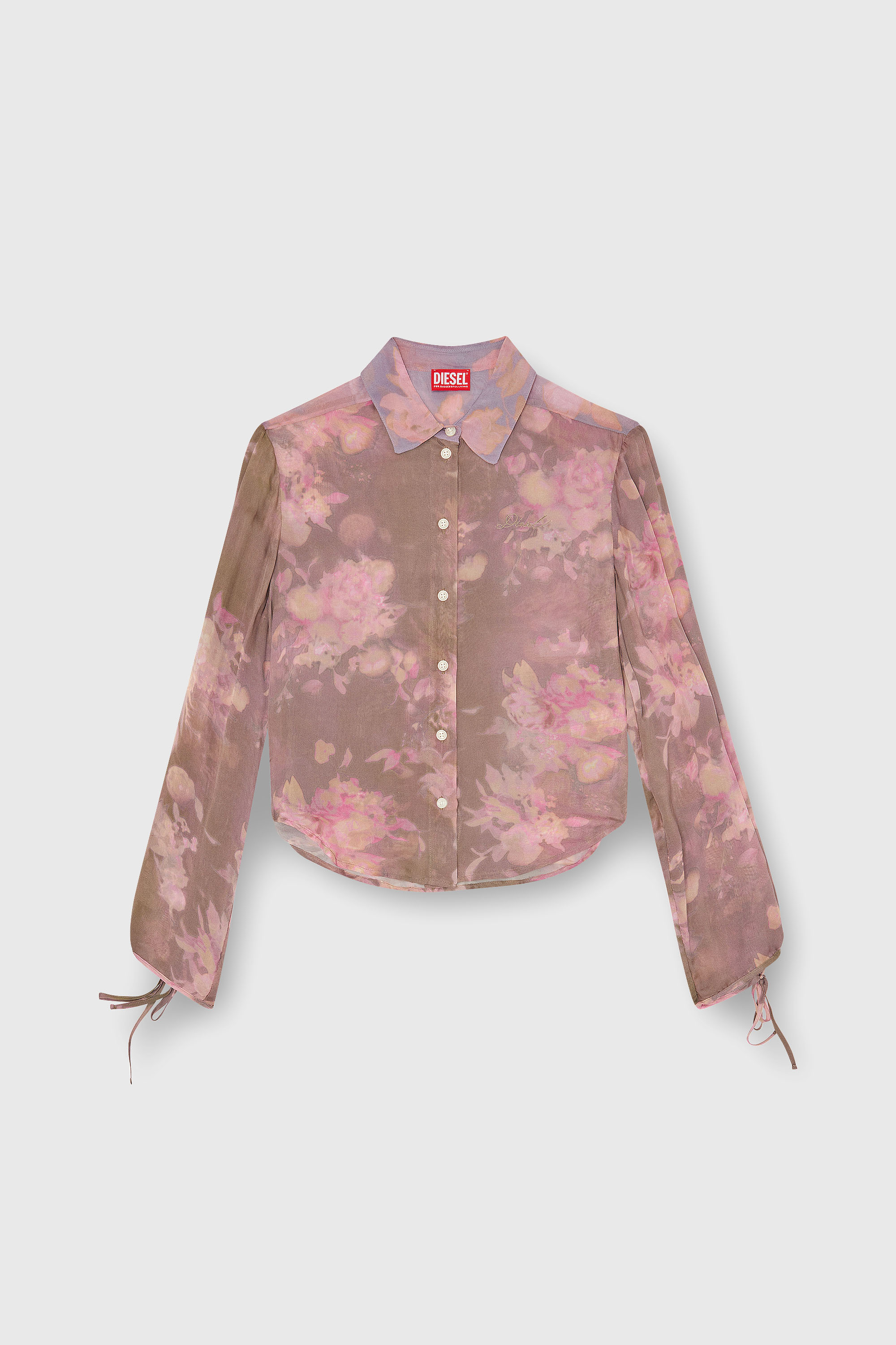 Diesel - C-LEVER, Woman's Chiffon shirt with all-over floral print in Pink/Violet - 2