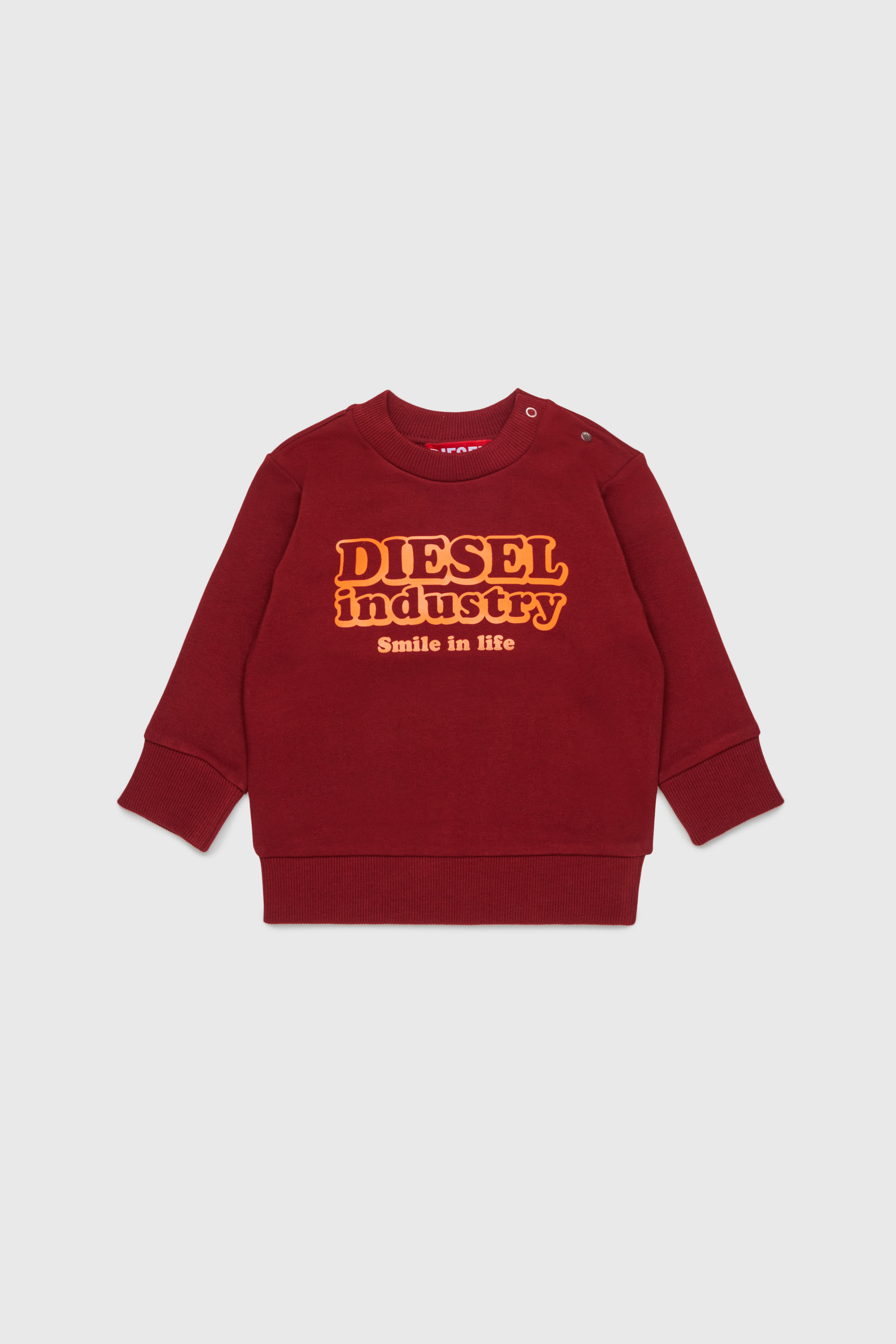 Diesel - SLODIMB, Man's Cotton sweatshirt with Diesel Industry print in Red - 1