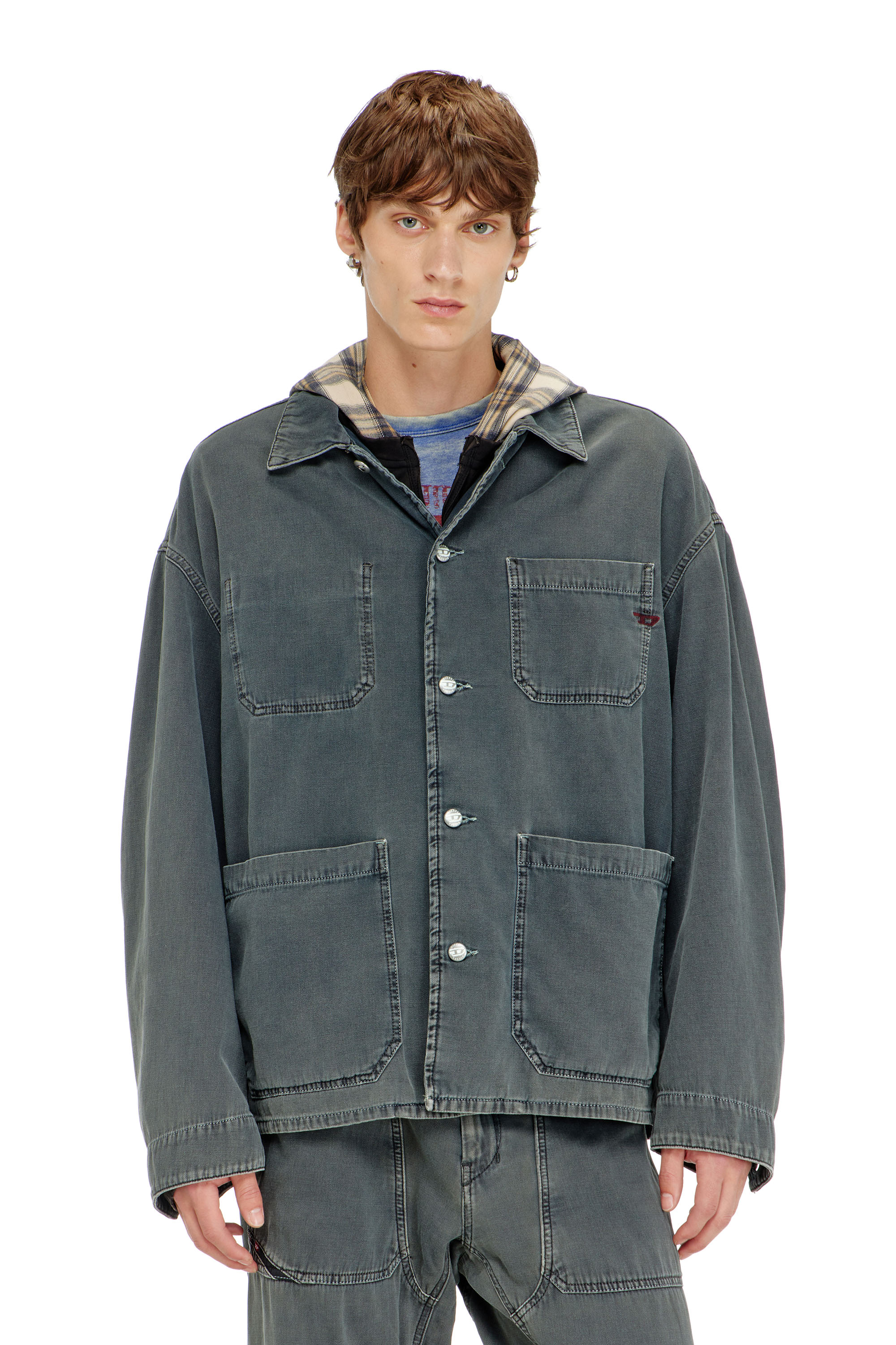 Diesel - D-STACK-U, Unisex's Utility-style jacket in coloured denim in Grey - 1