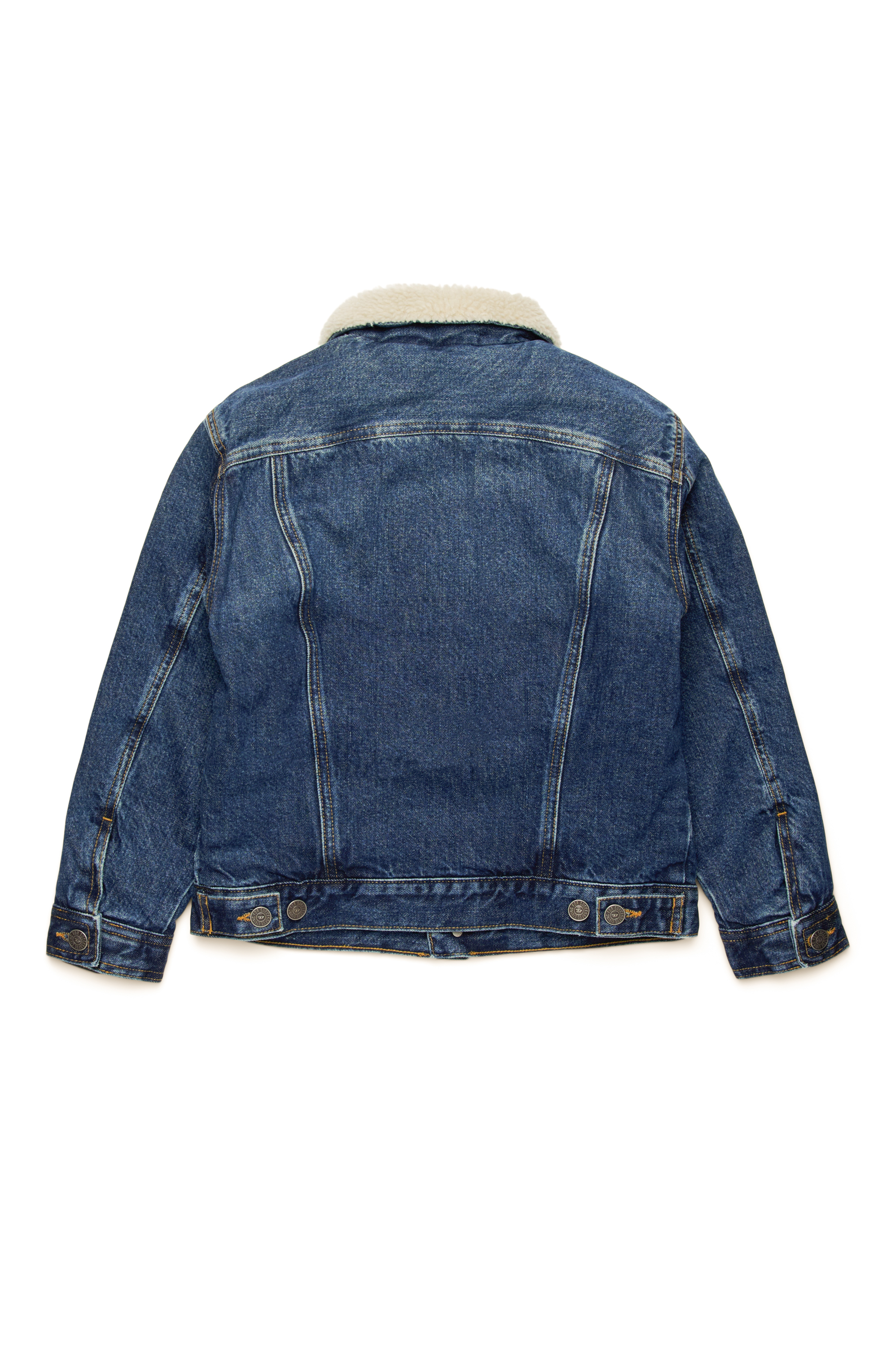 Diesel - JRESKY, Man's Trucker jacket with teddy collar in Dark Blue - 2