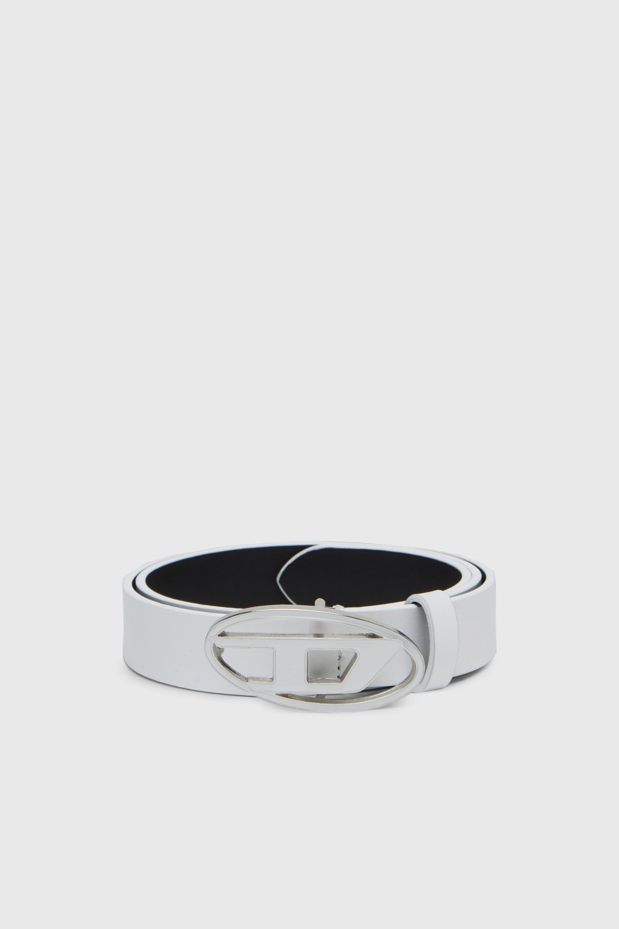 Diesel - B-1DR 25, Woman's 2.4cm leather belt with enamelled Oval D buckle in White - 1