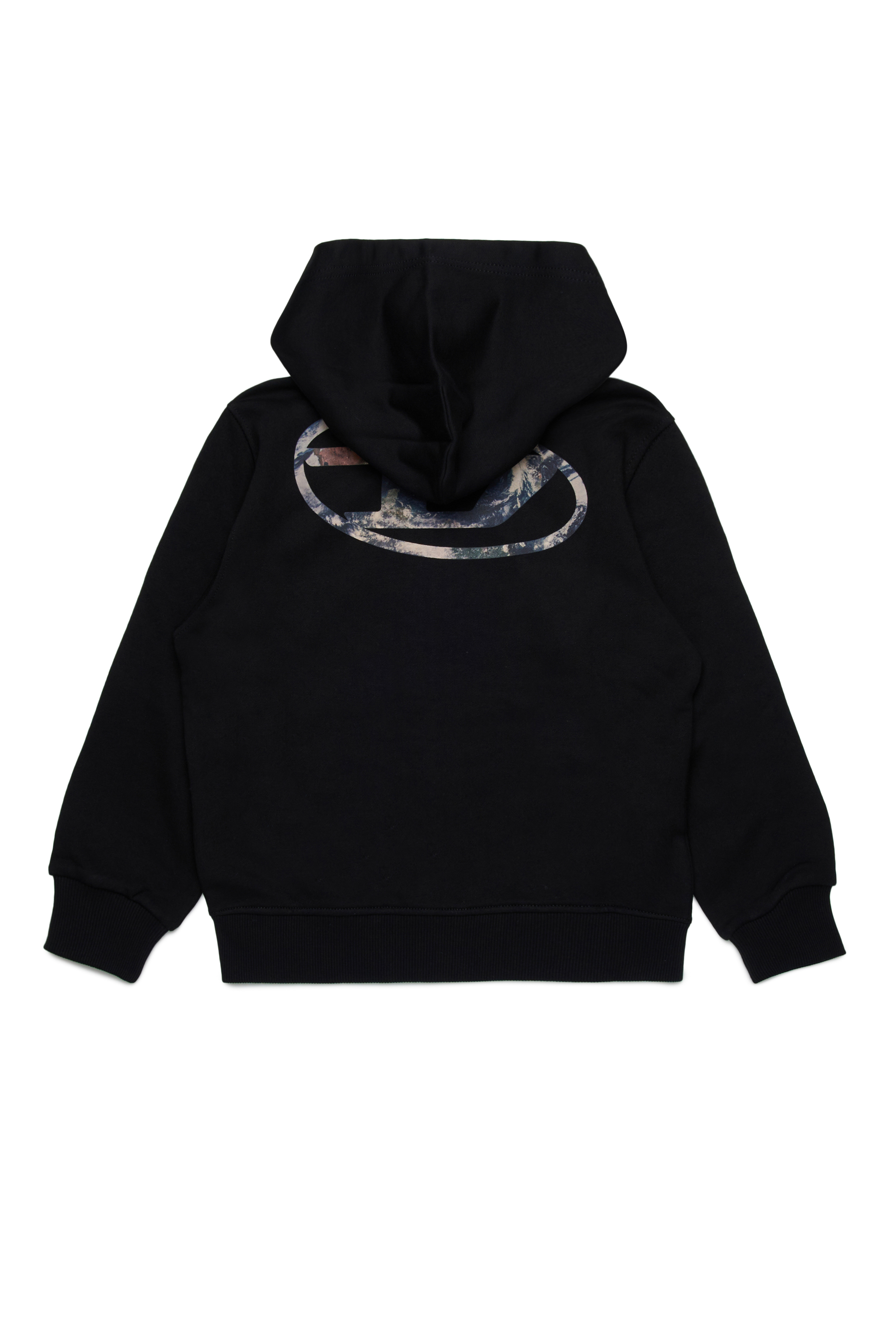 Diesel - SWELTHOODZIP  OVER, Man's Zip-up hoodie with Planet Camo logo in Black - 2