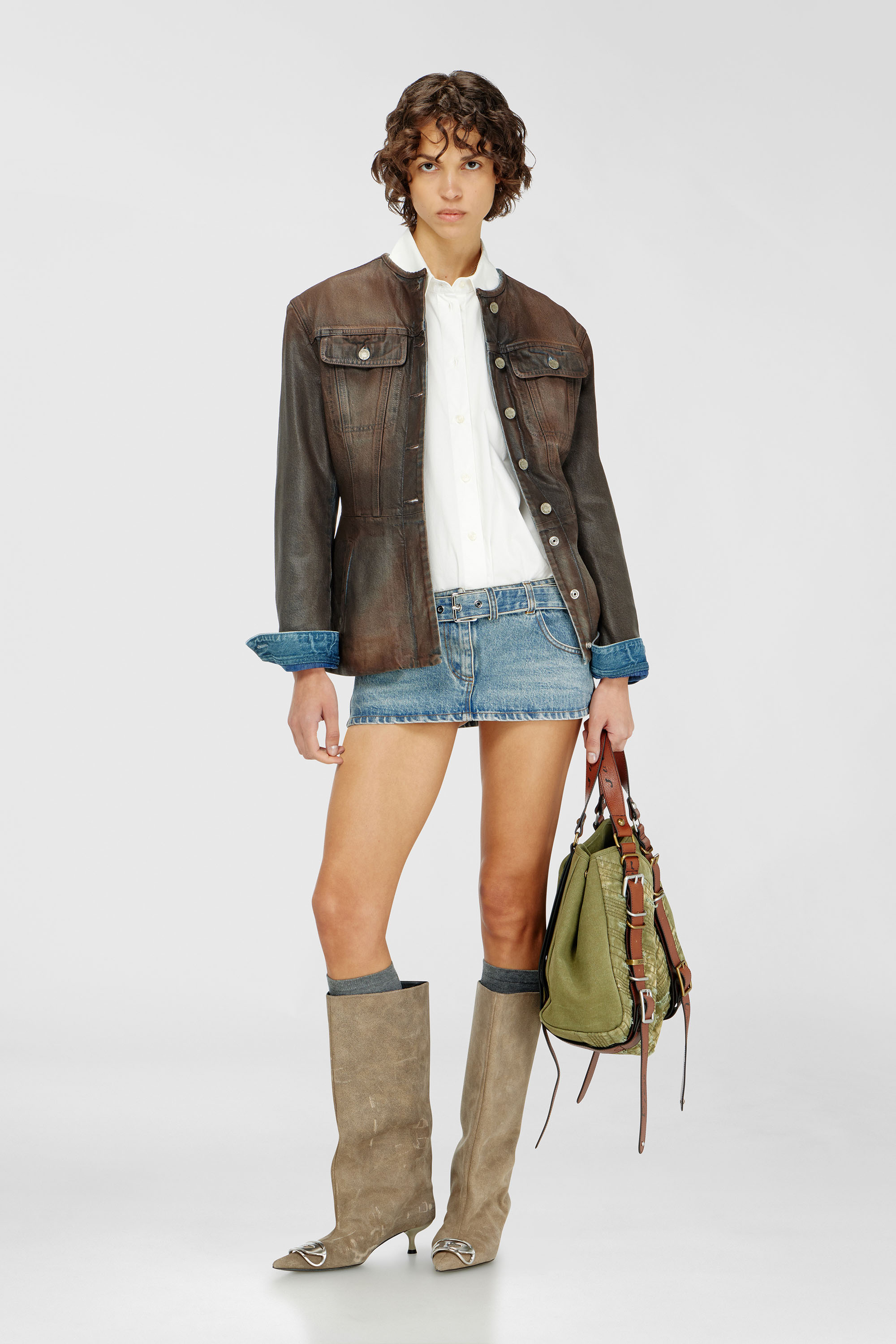 Mini shirt dress with trompe-l&rsquo;&oelig;il sections