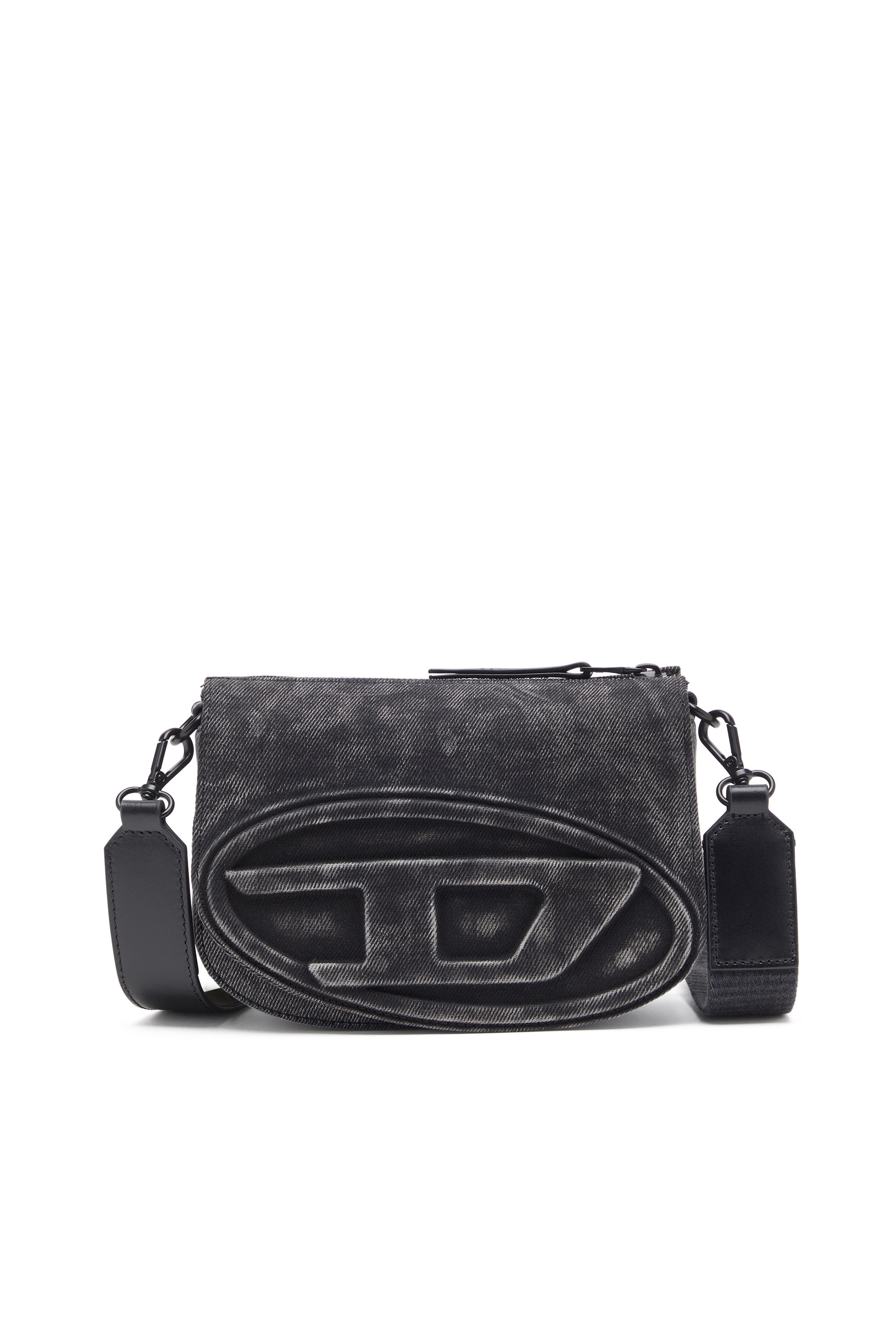 Diesel - 1DR CAMERA BAG, Man's Camera bag in stonewashed denim in Black - 1