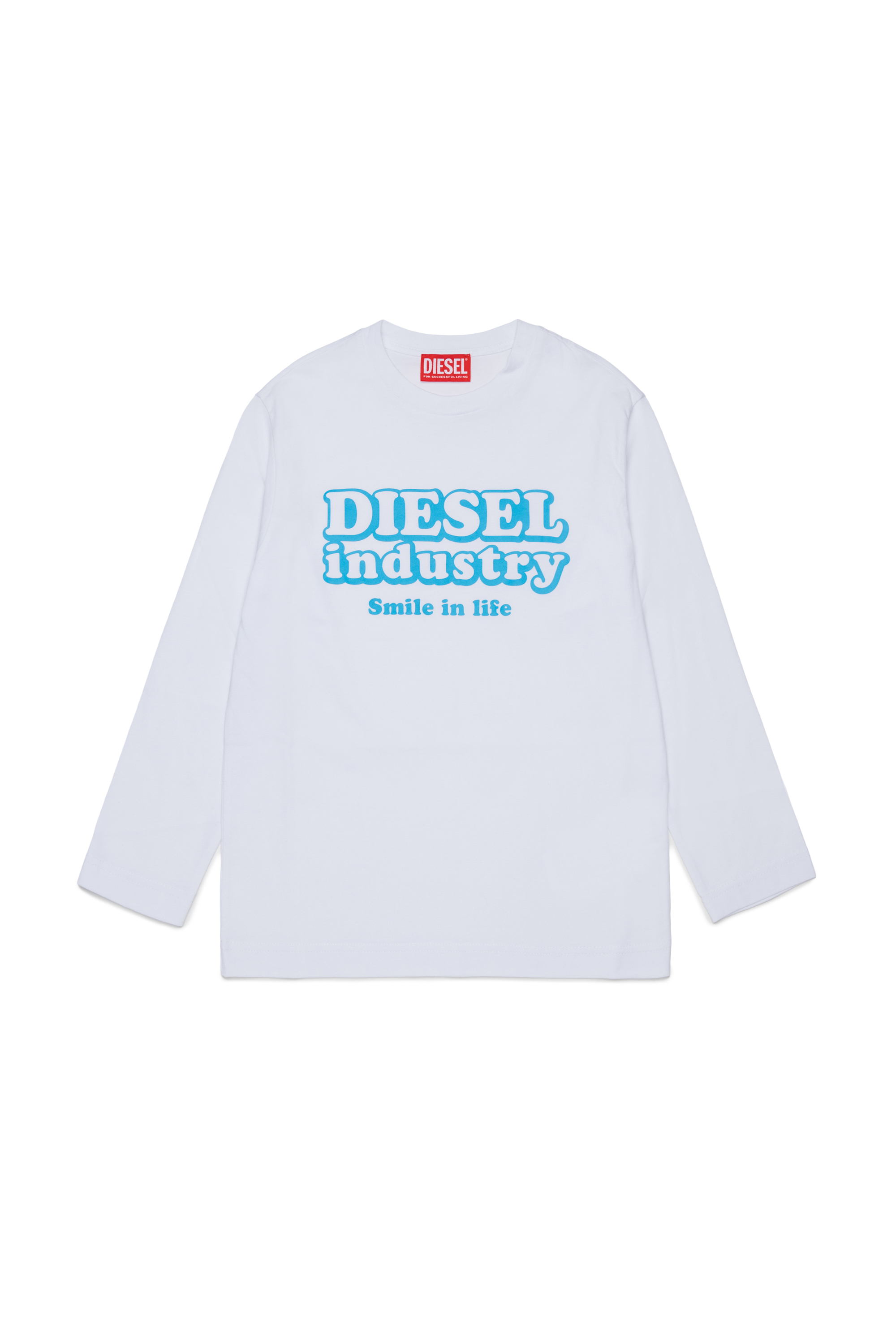 Diesel - TLODIMLS OVER, Man's Long-sleeve T-shirt with Diesel Industry print in White - 1